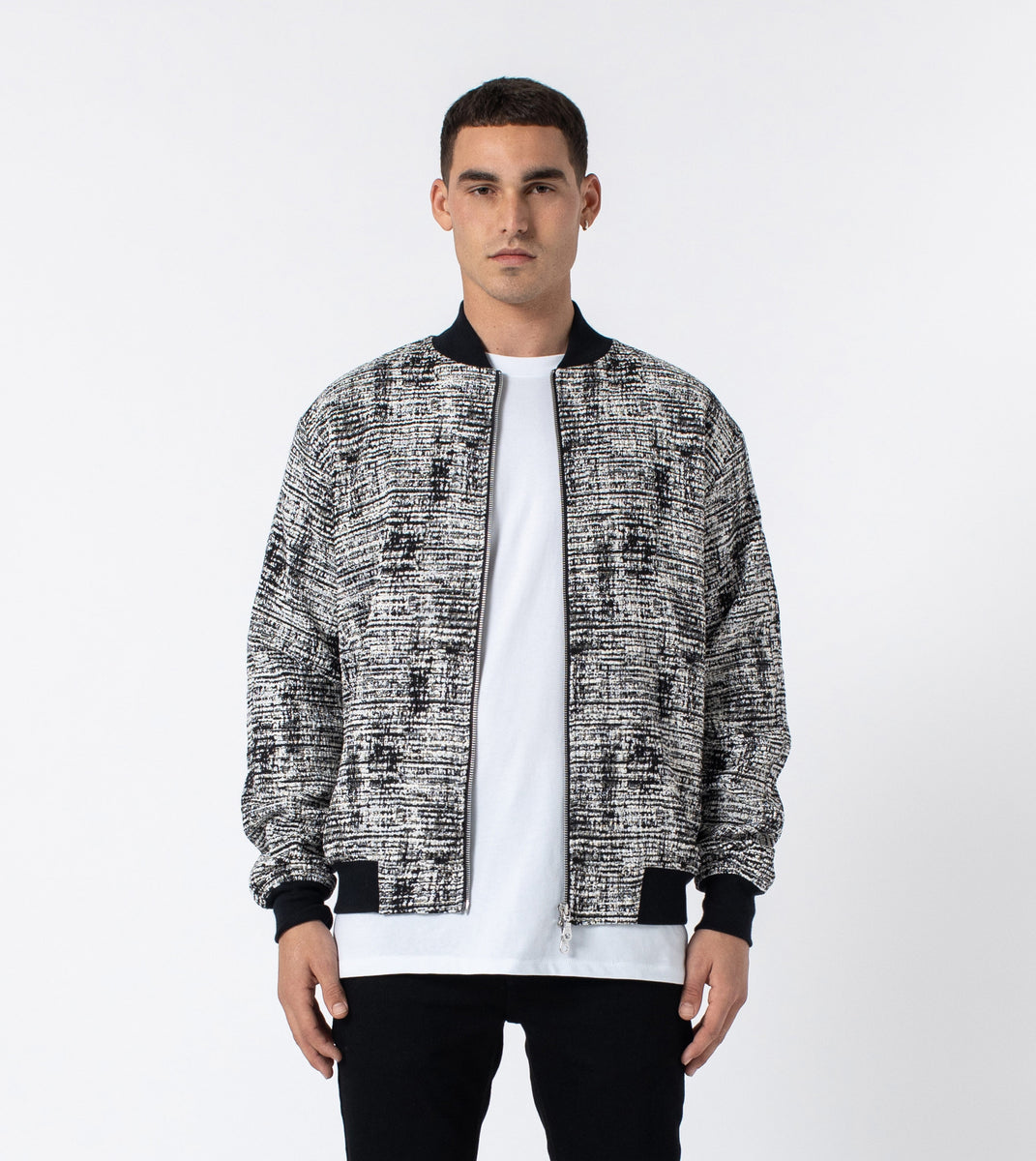 Static Zane Bomber Jacket Black/White ZANEROBE
