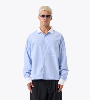 Bankers Box Crop LS Shirt Blue Stripe