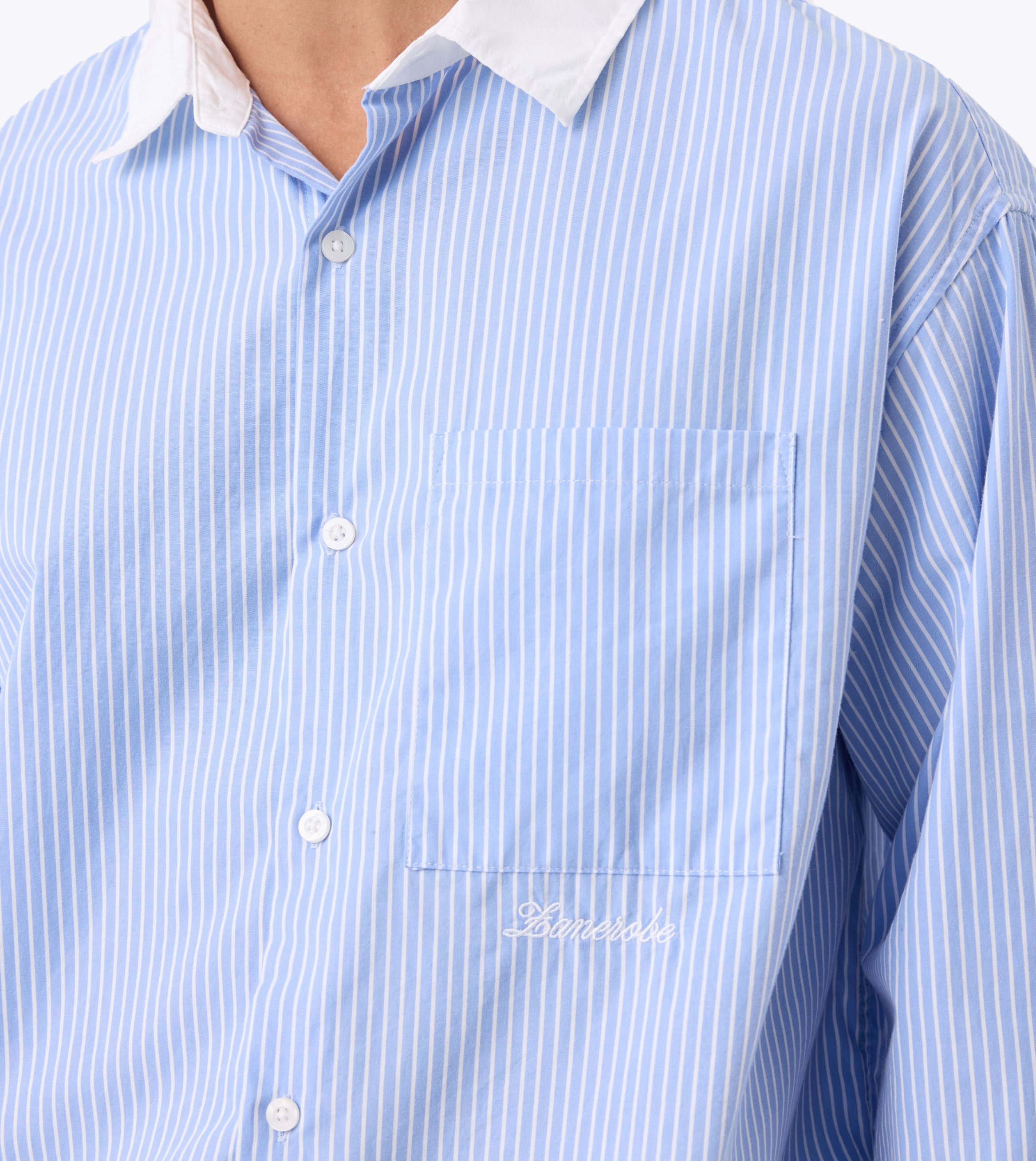 Bankers Box Crop LS Shirt Blue Stripe