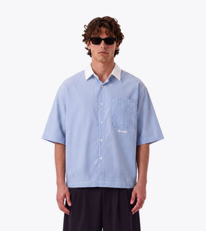 Bankers Box Crop Shirt Blue White