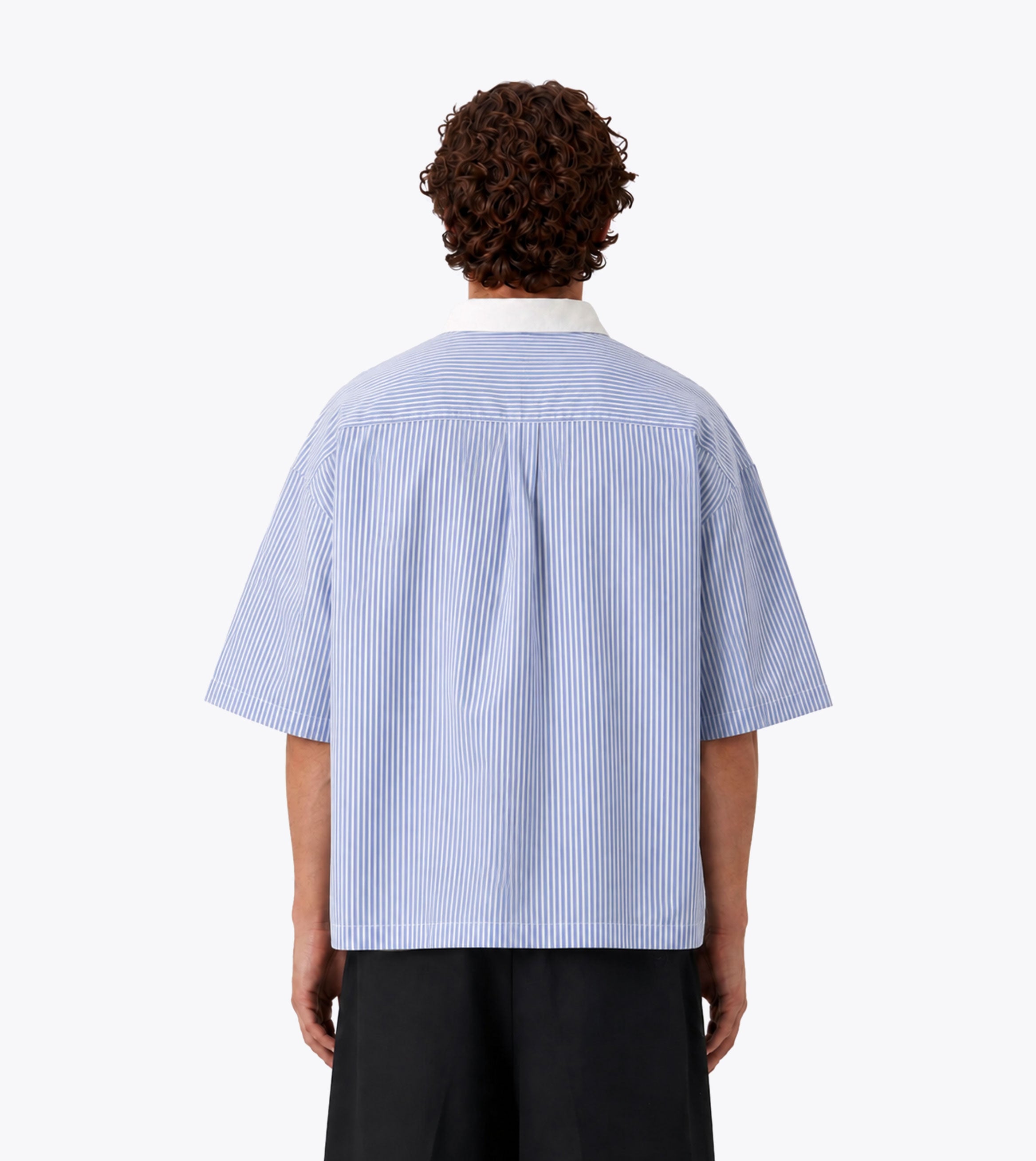 Bankers Box Crop Shirt Blue White