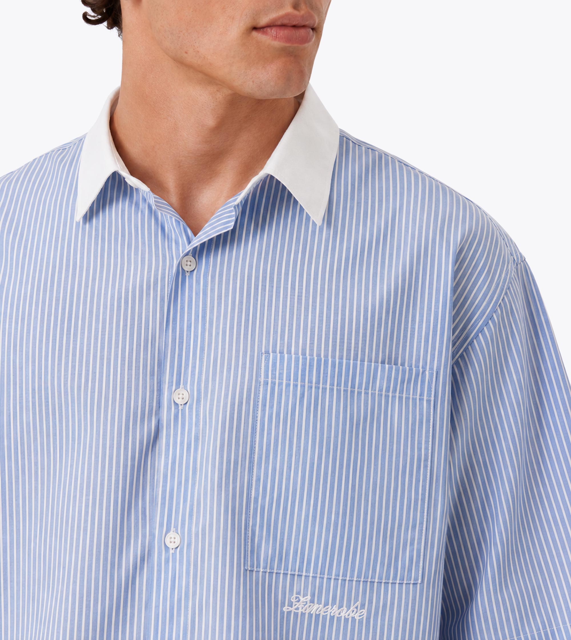 Bankers Box Crop Shirt Blue White