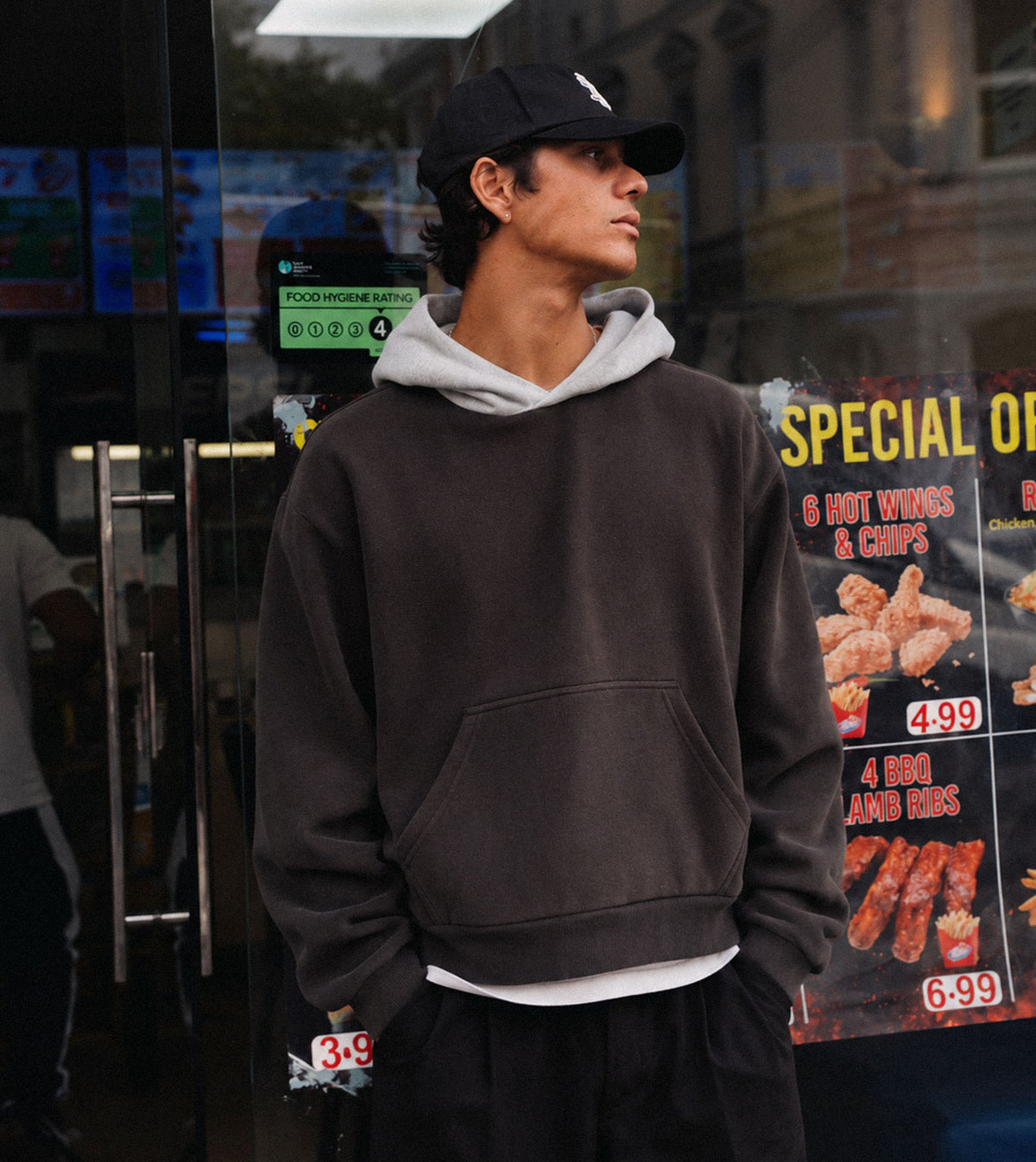 Box Crop Hood Charcoal Grey Marle