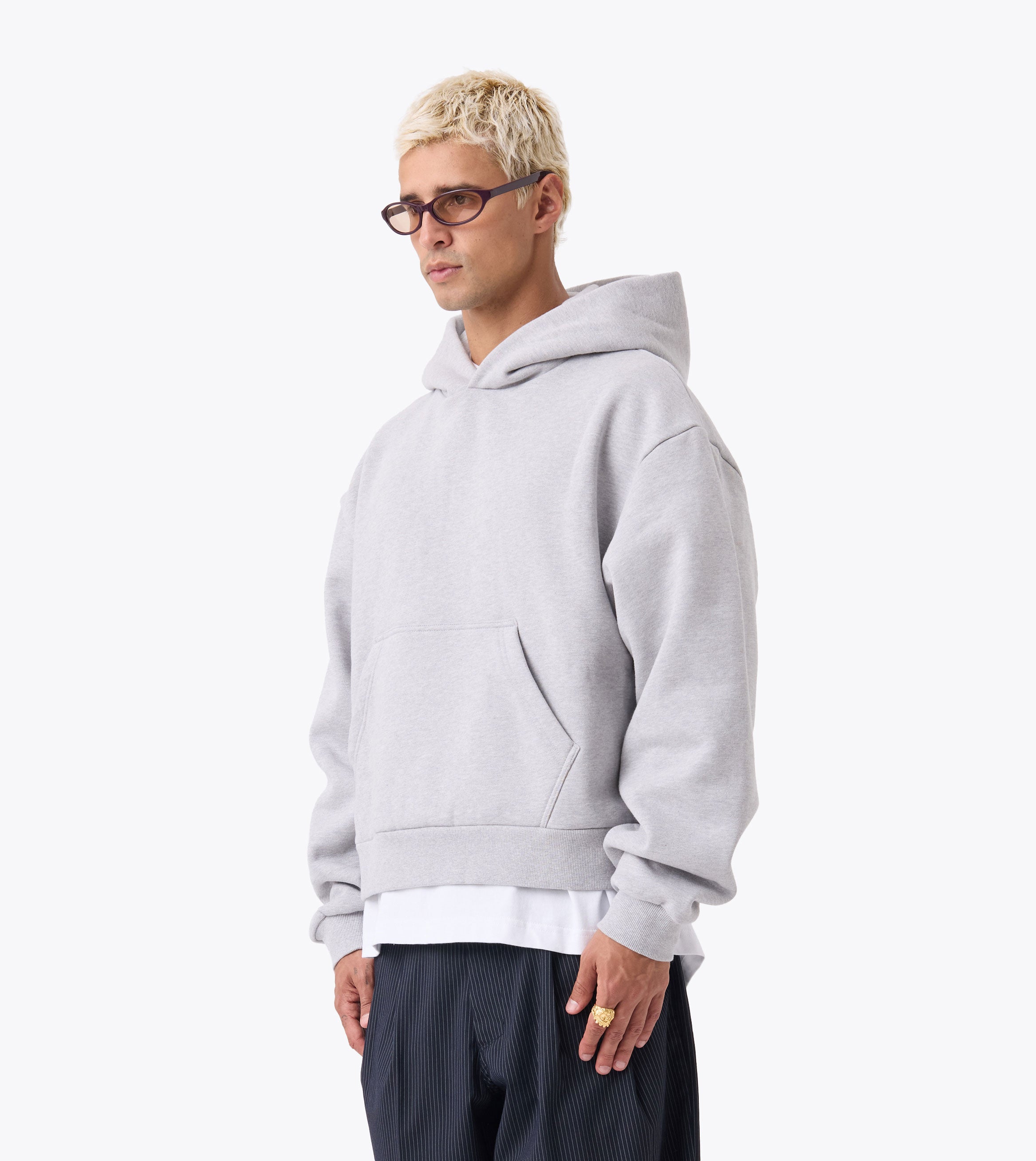 Box Crop Hood Grey Marle