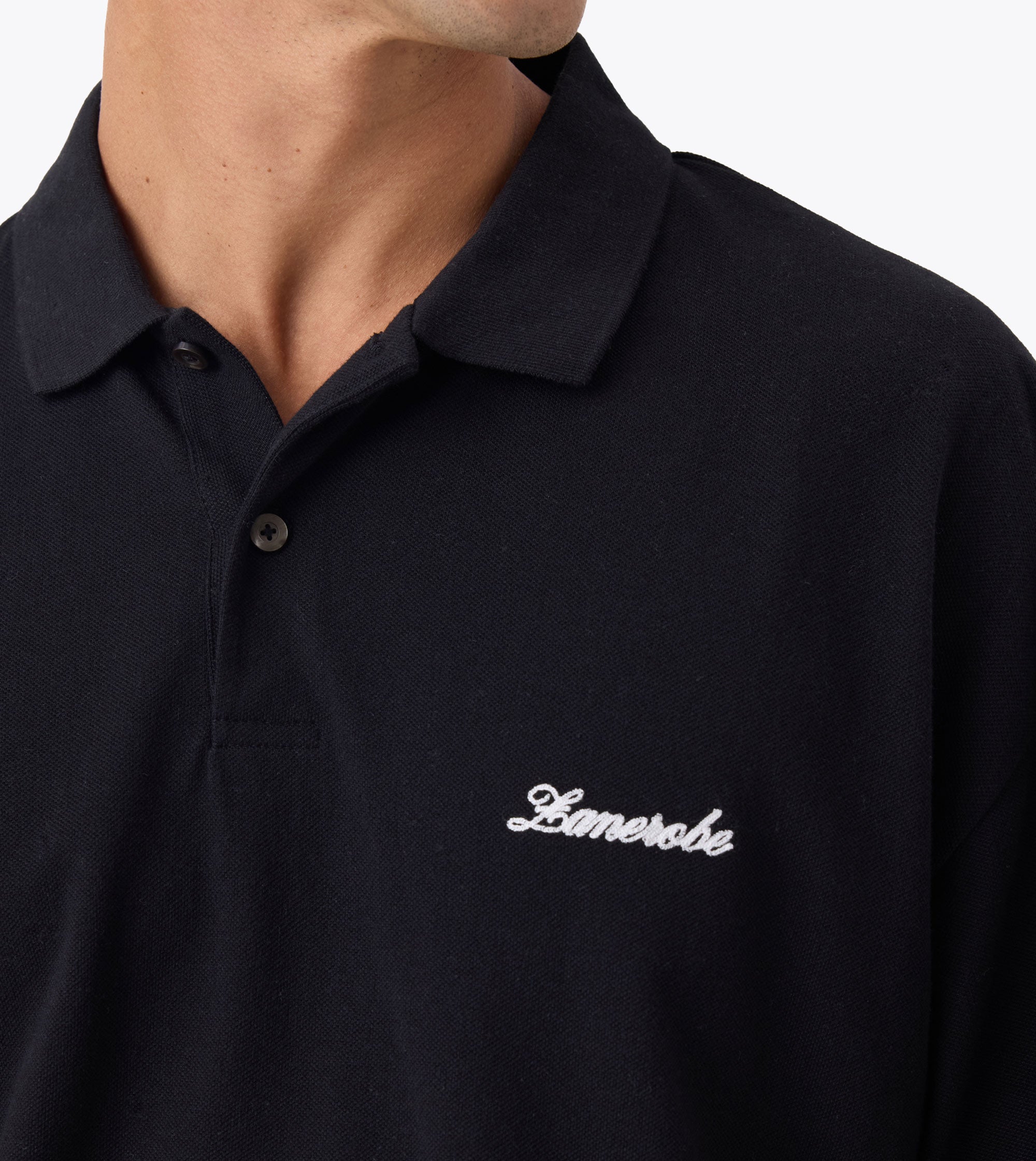 Box Crop Polo Black
