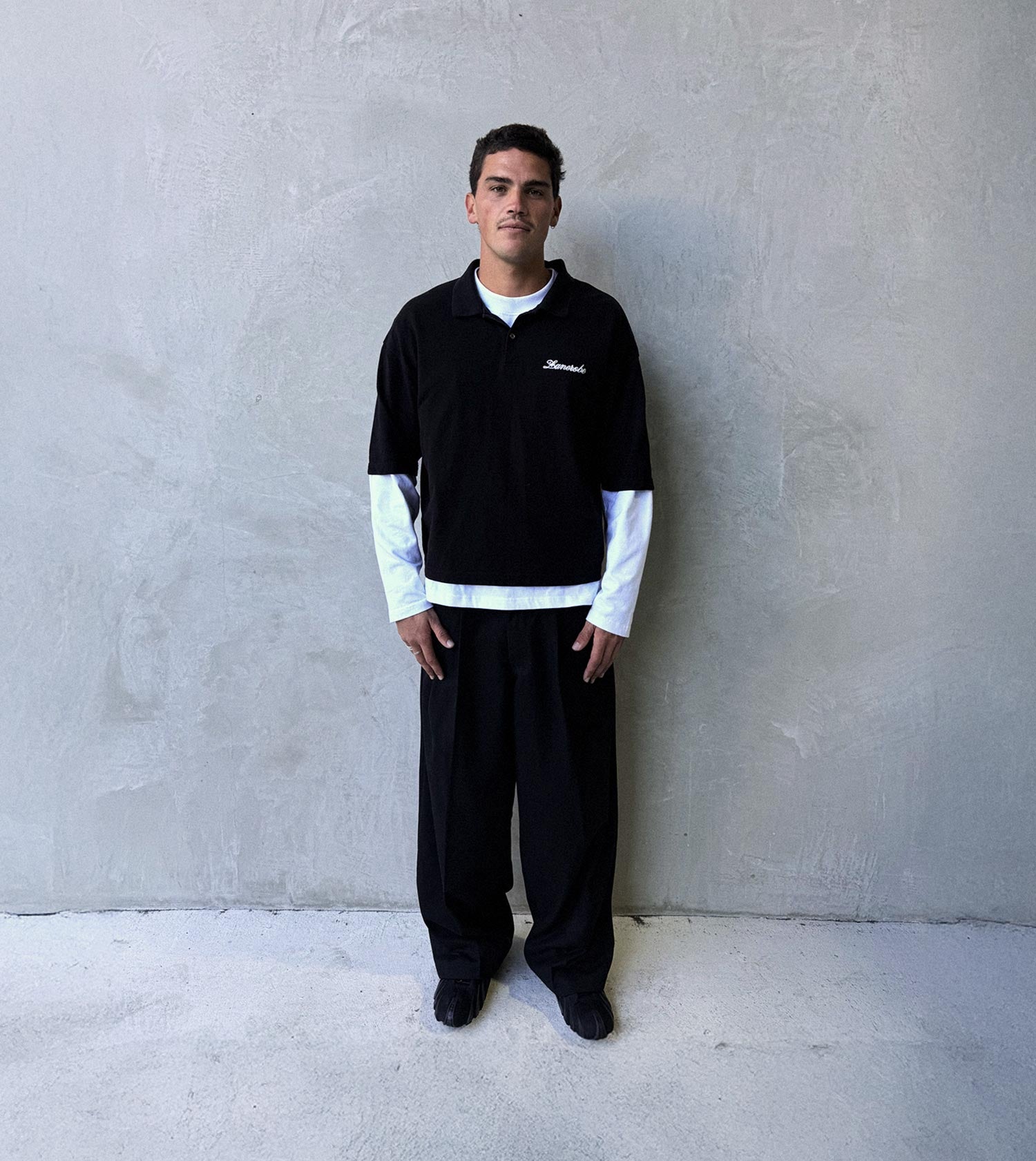 Box Crop Polo Black