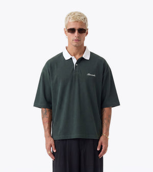 Box Crop Polo Forest/White - Coming Soon