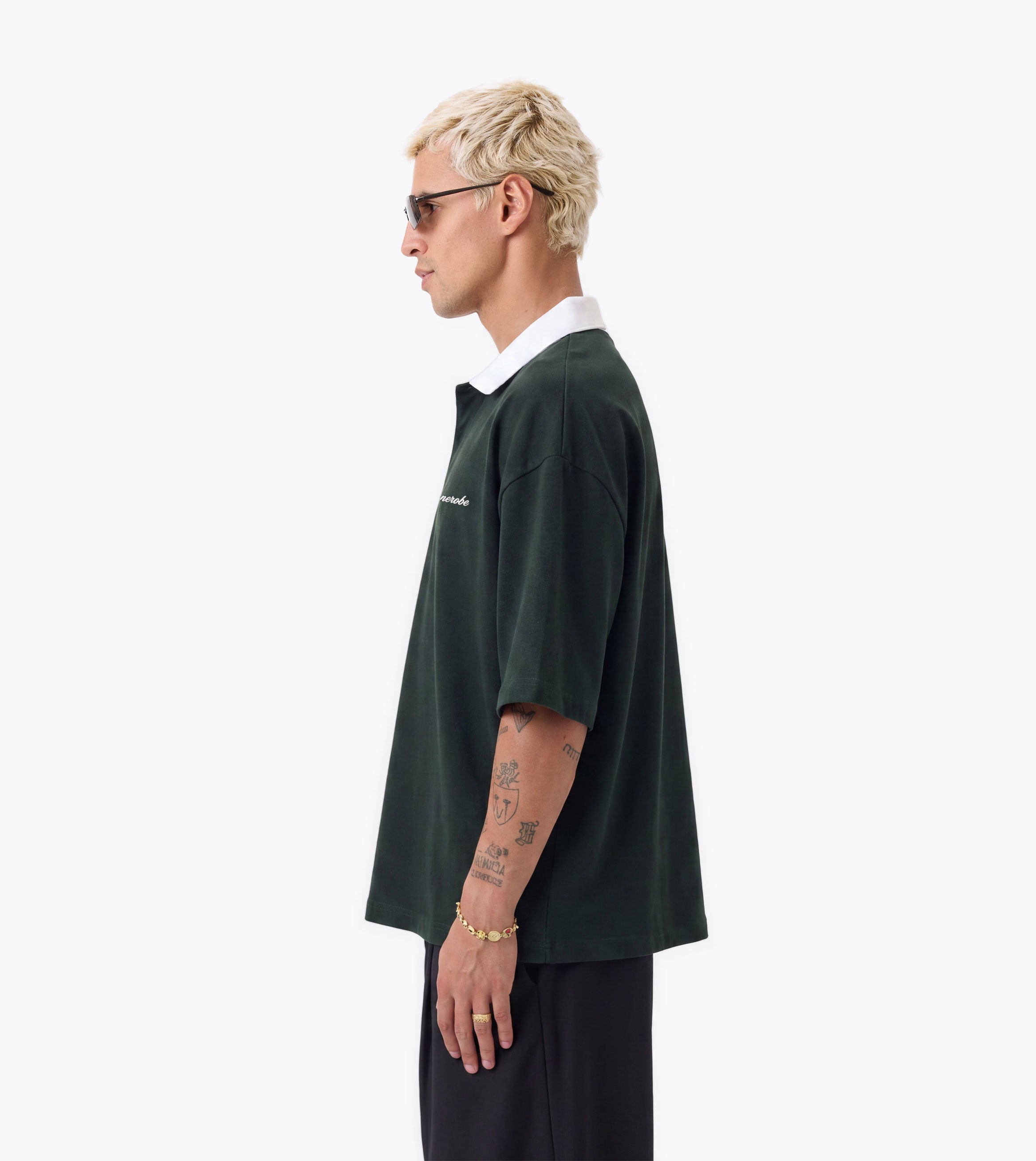 Box Crop Polo Forest/White - Coming Soon