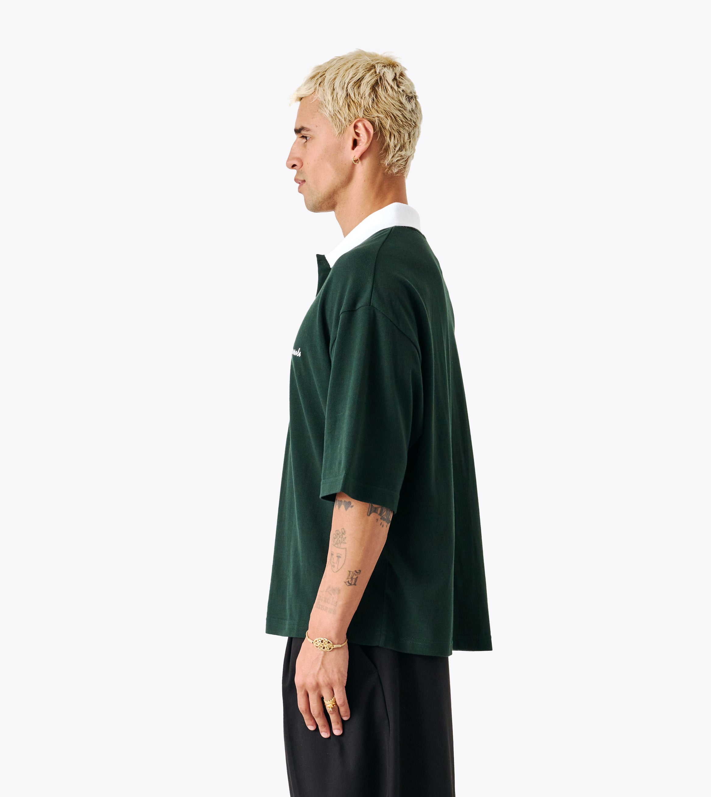 Box Crop Polo Forest/White