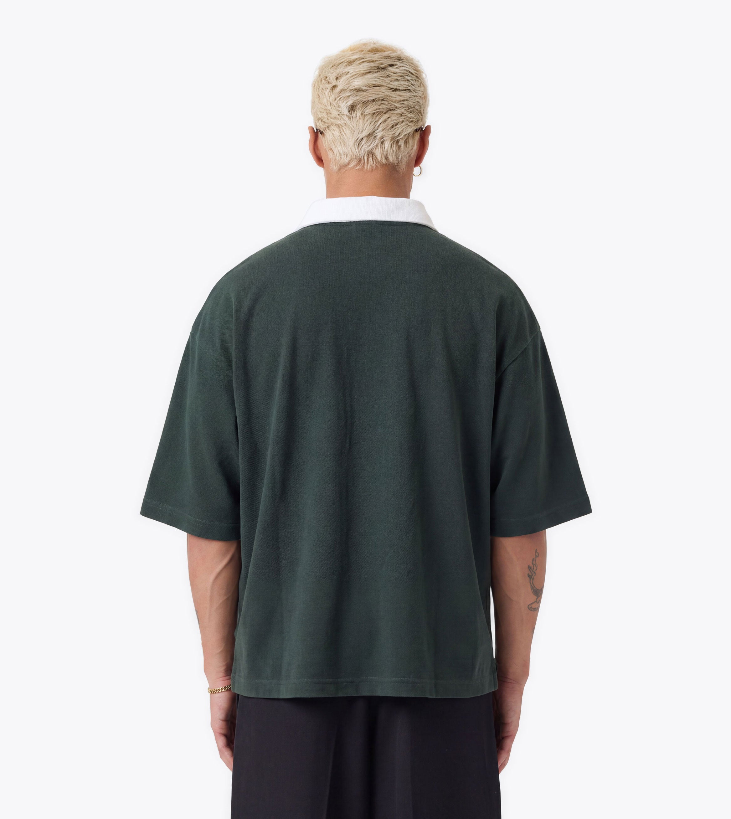 Box Crop Polo Forest/White - Coming Soon