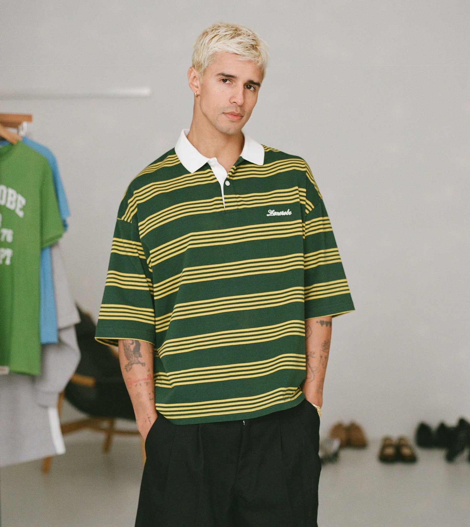 Box Crop Polo Green/Gold