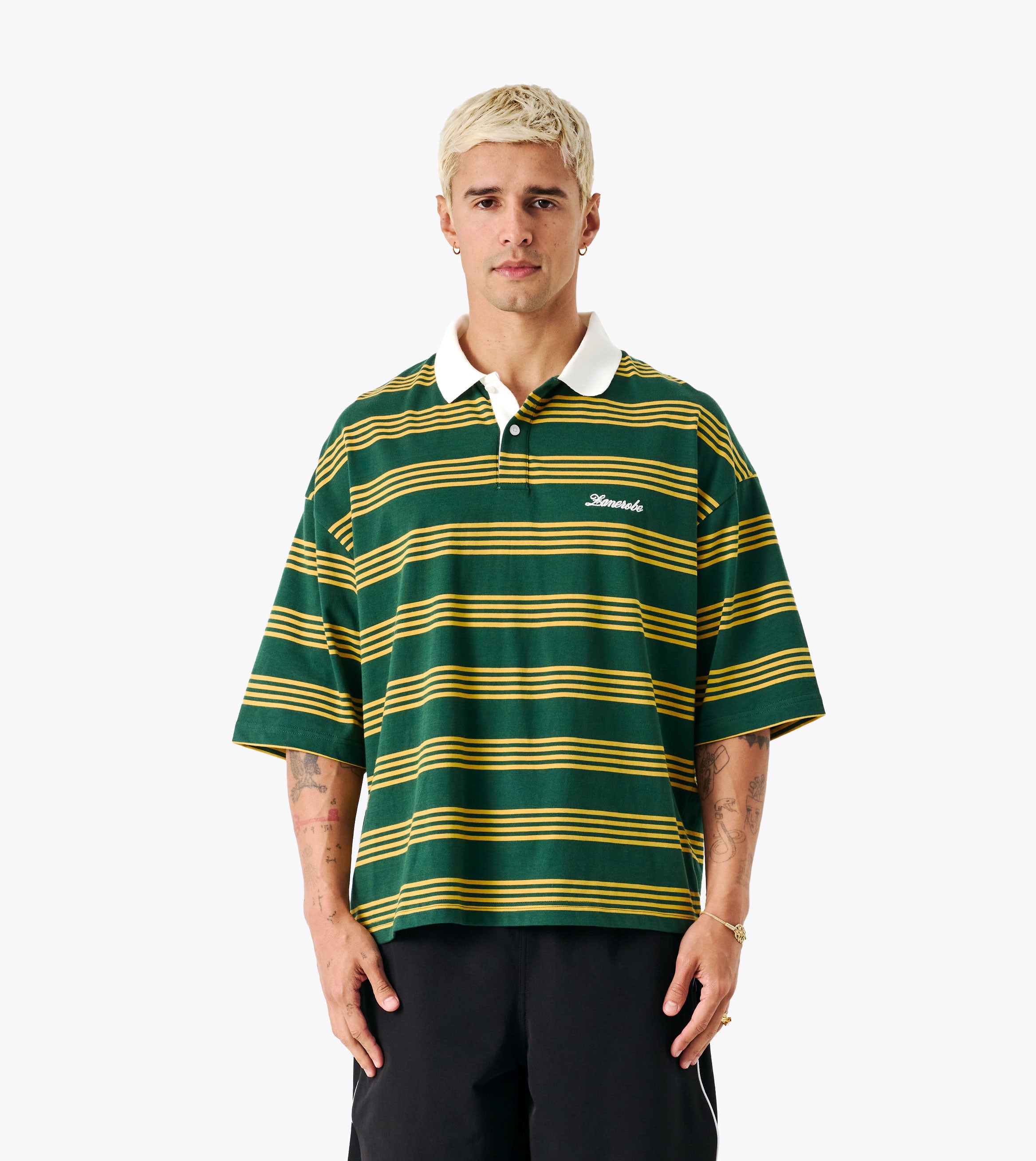 Box Crop Polo Green/Gold