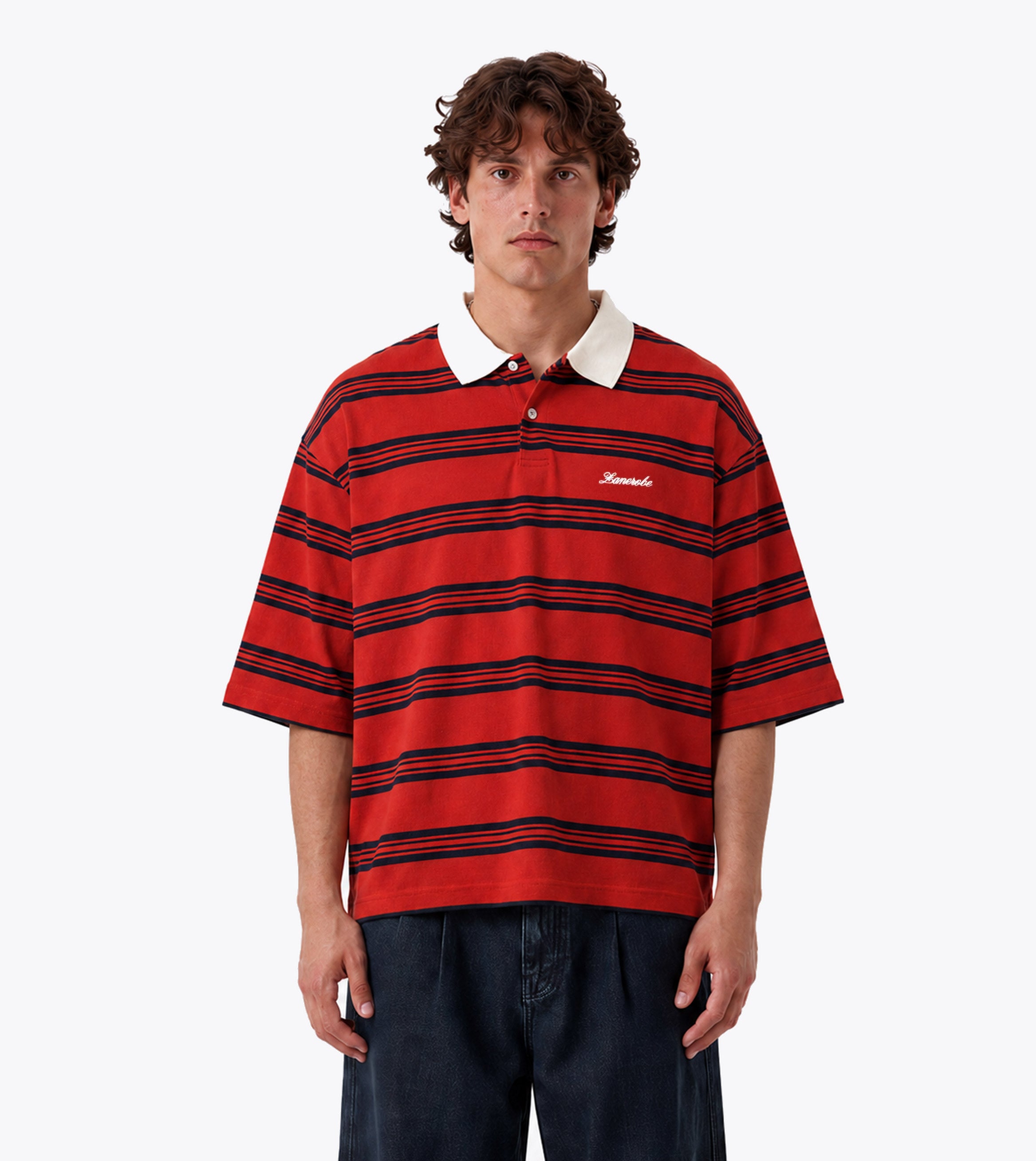 Box Crop Polo Red/Navy