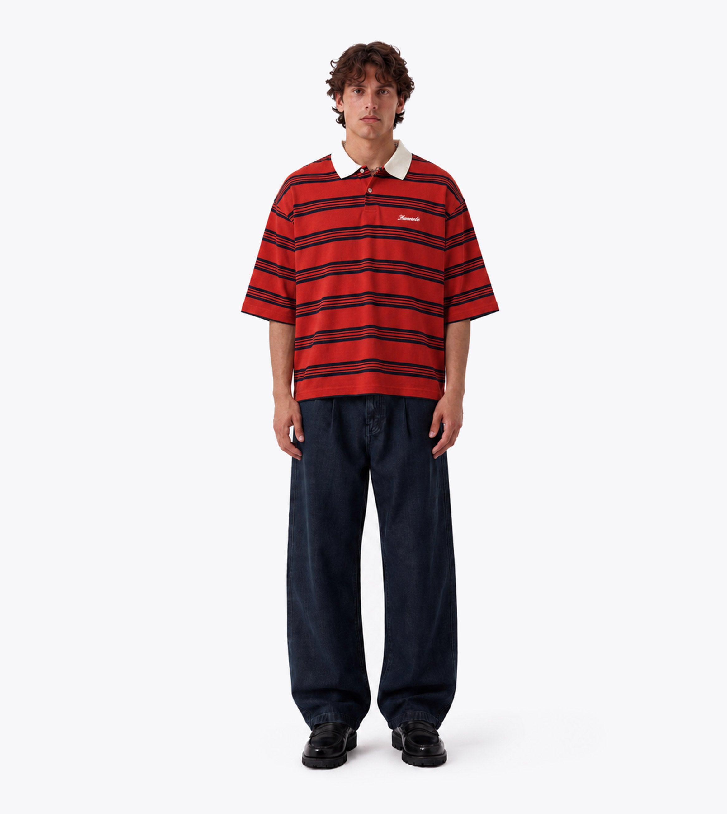 Box Crop Polo Red/Navy