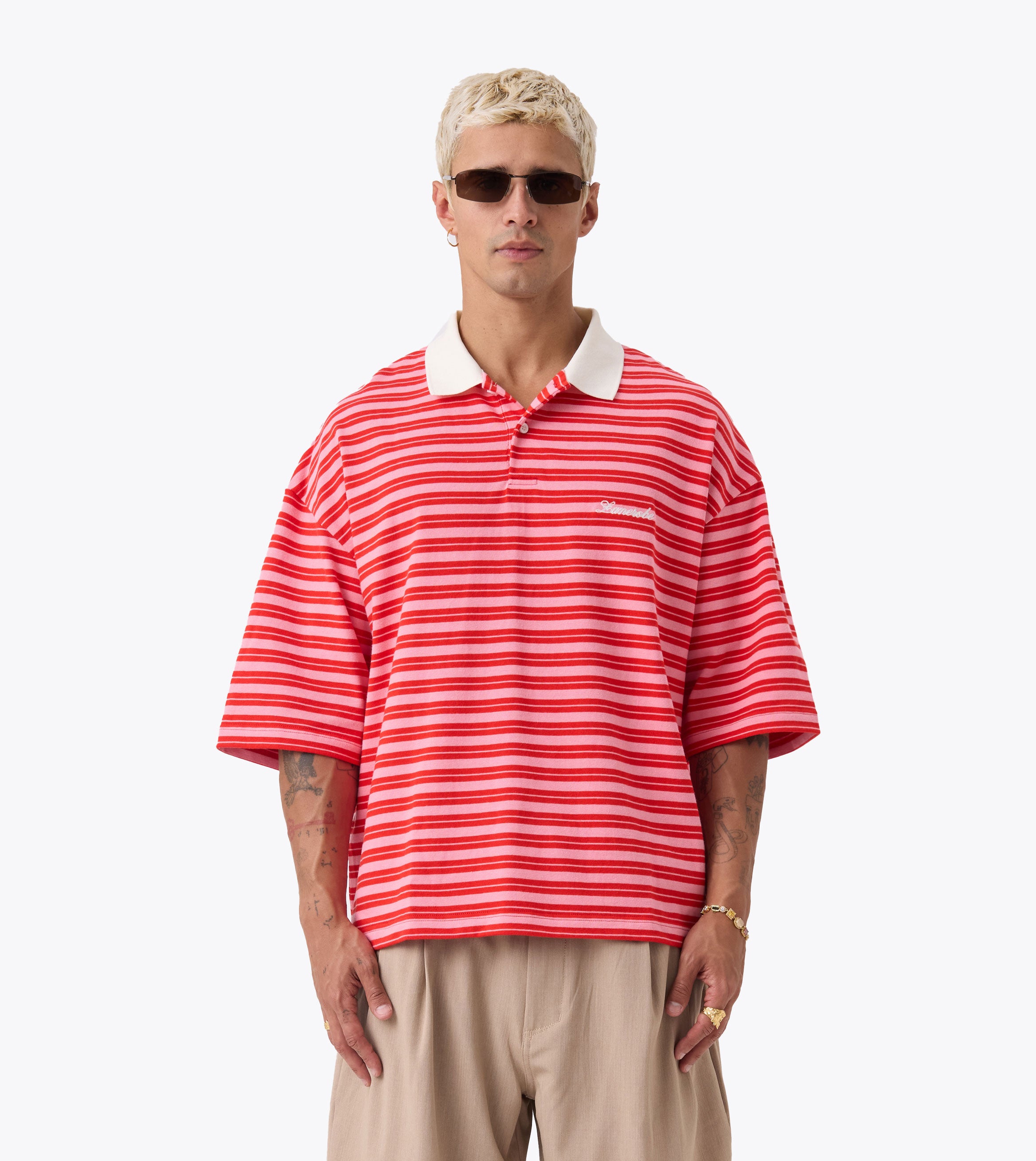 Box Crop Polo Pink/Red