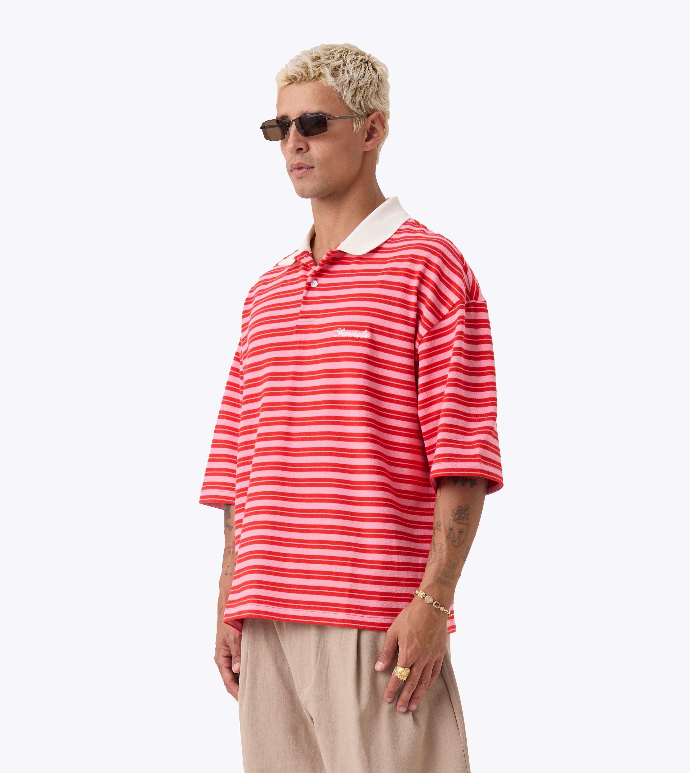 Box Crop Polo Pink/Red