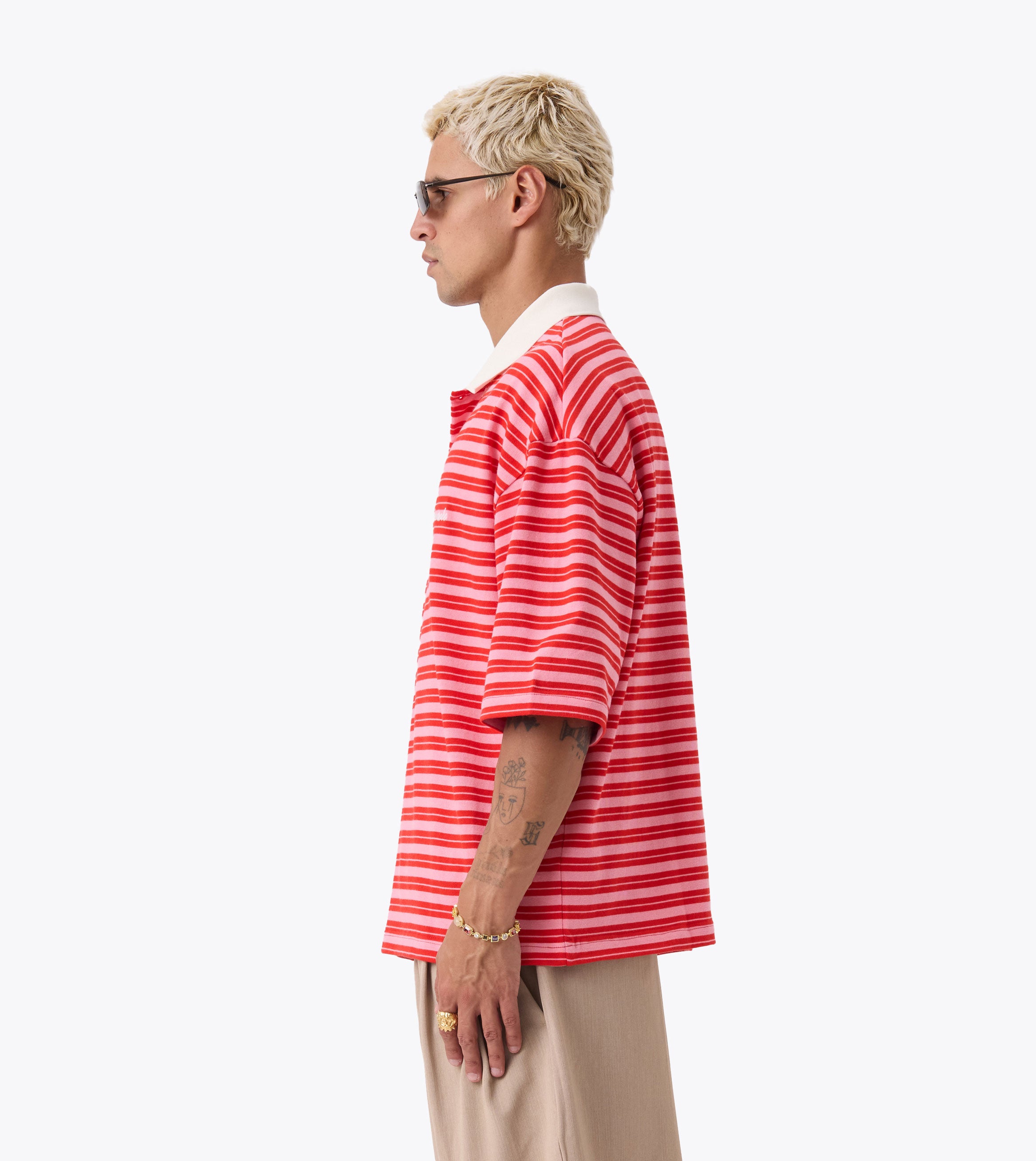 Box Crop Polo Pink/Red