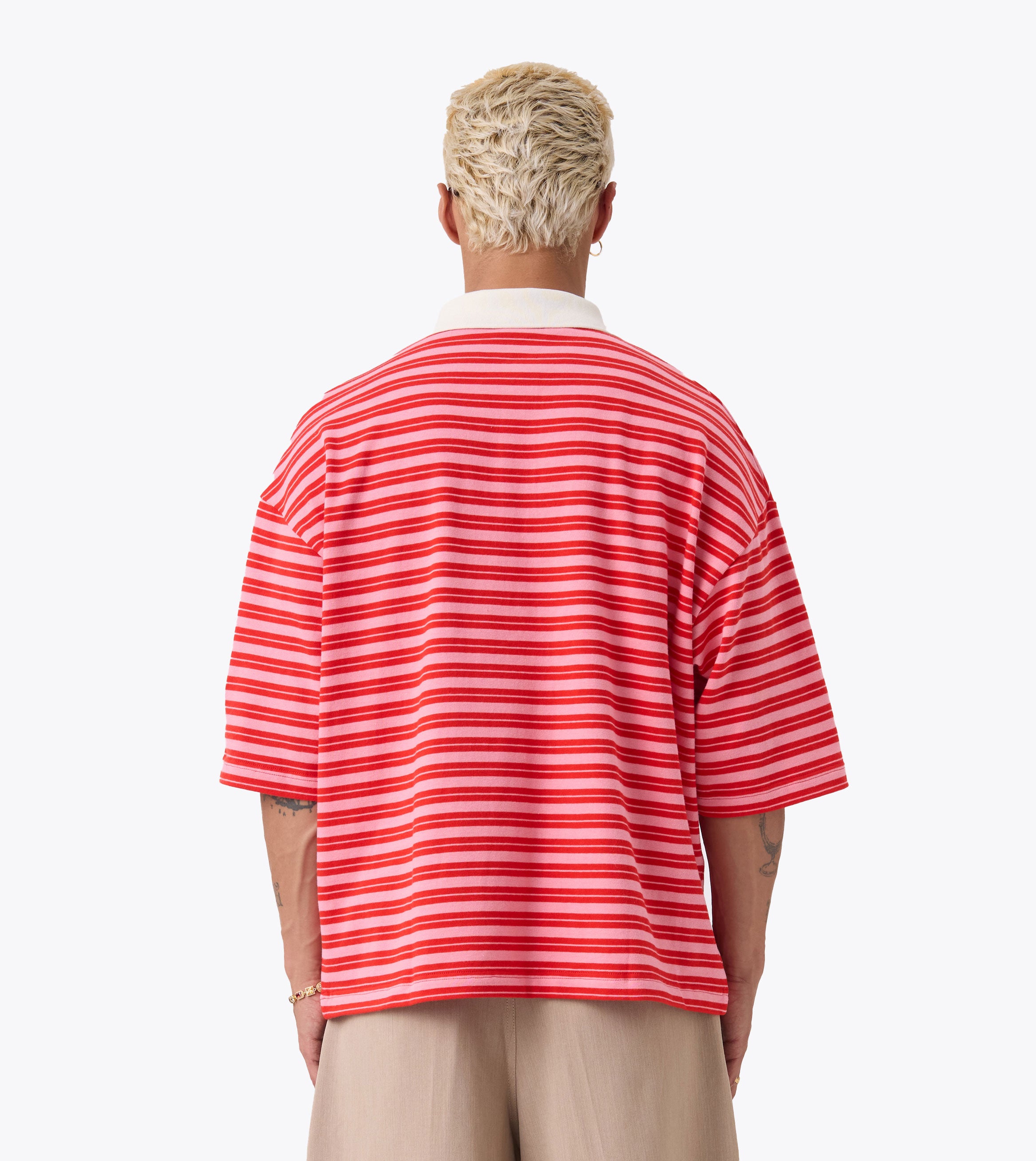 Box Crop Polo Pink/Red