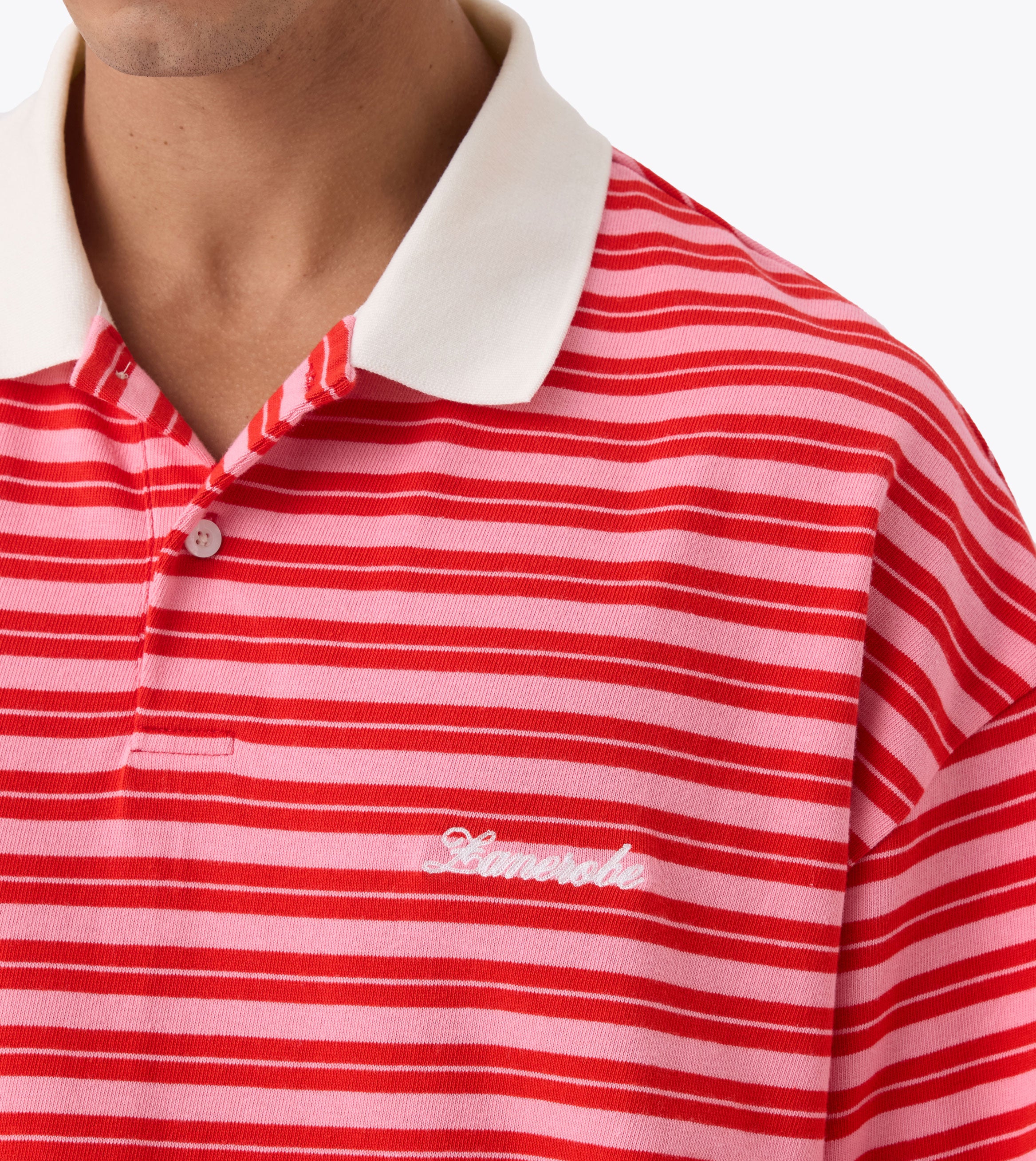 Box Crop Polo Pink/Red