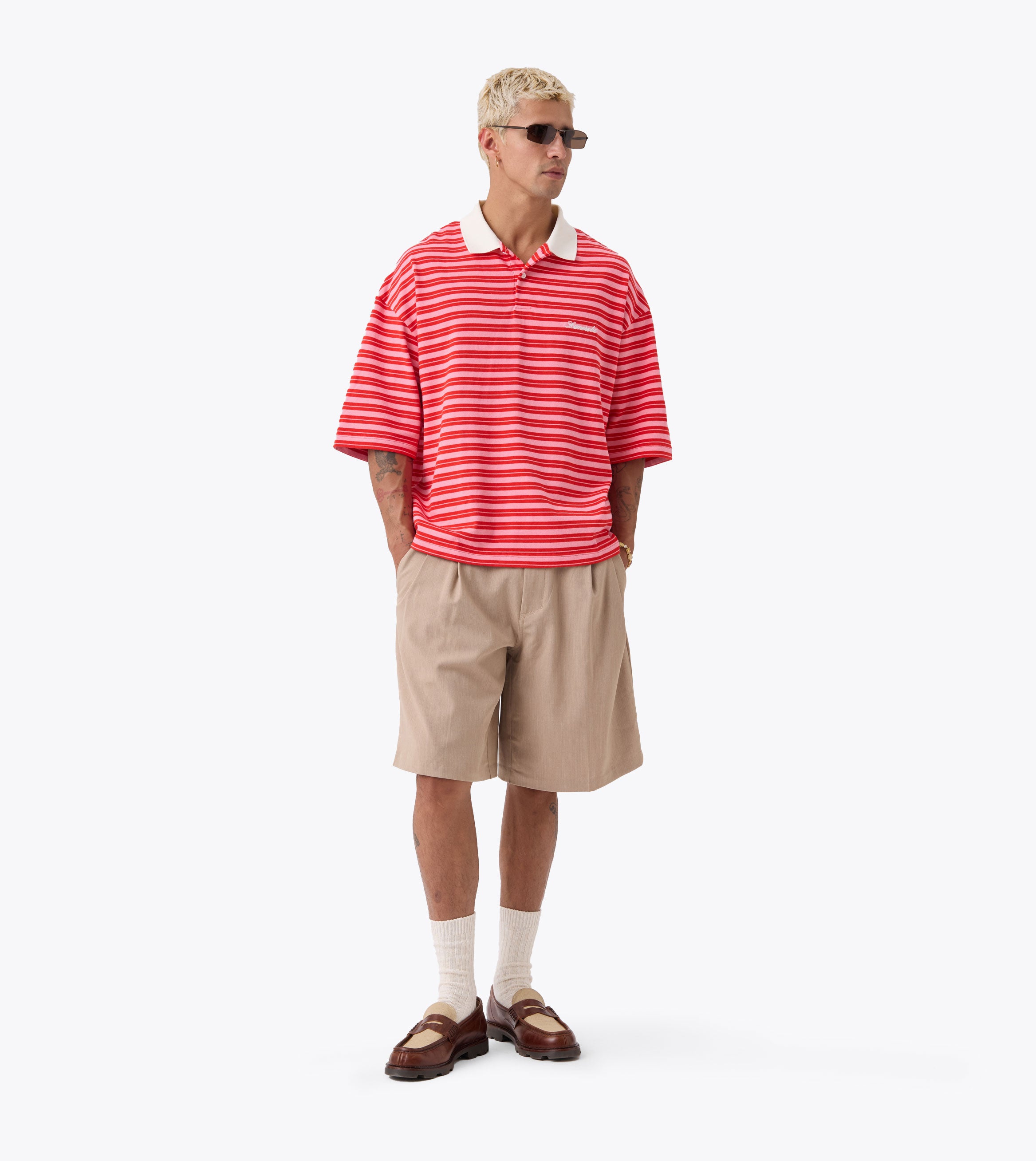 Box Crop Polo Pink/Red