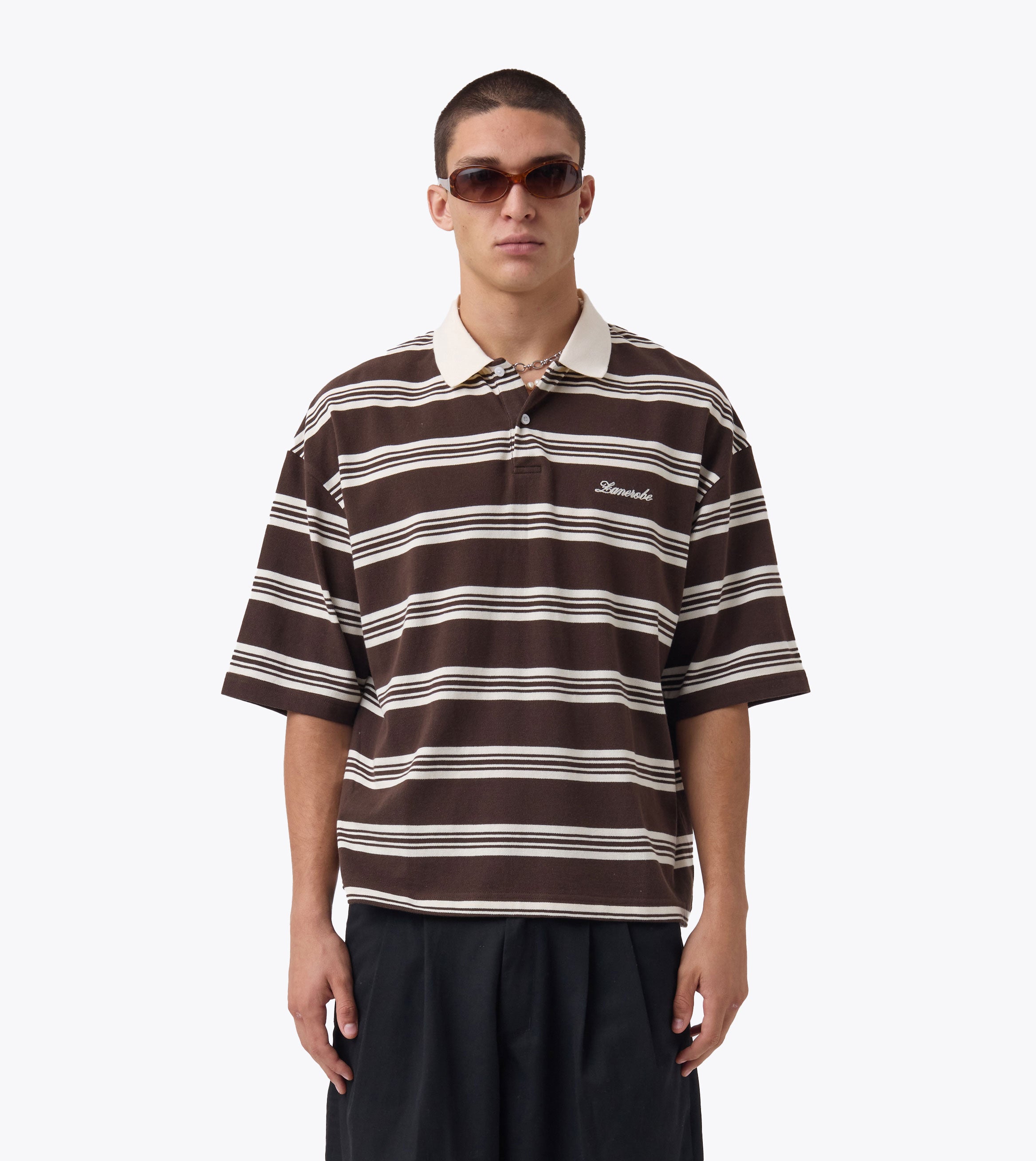 Box Crop Polo Vintage White Choc