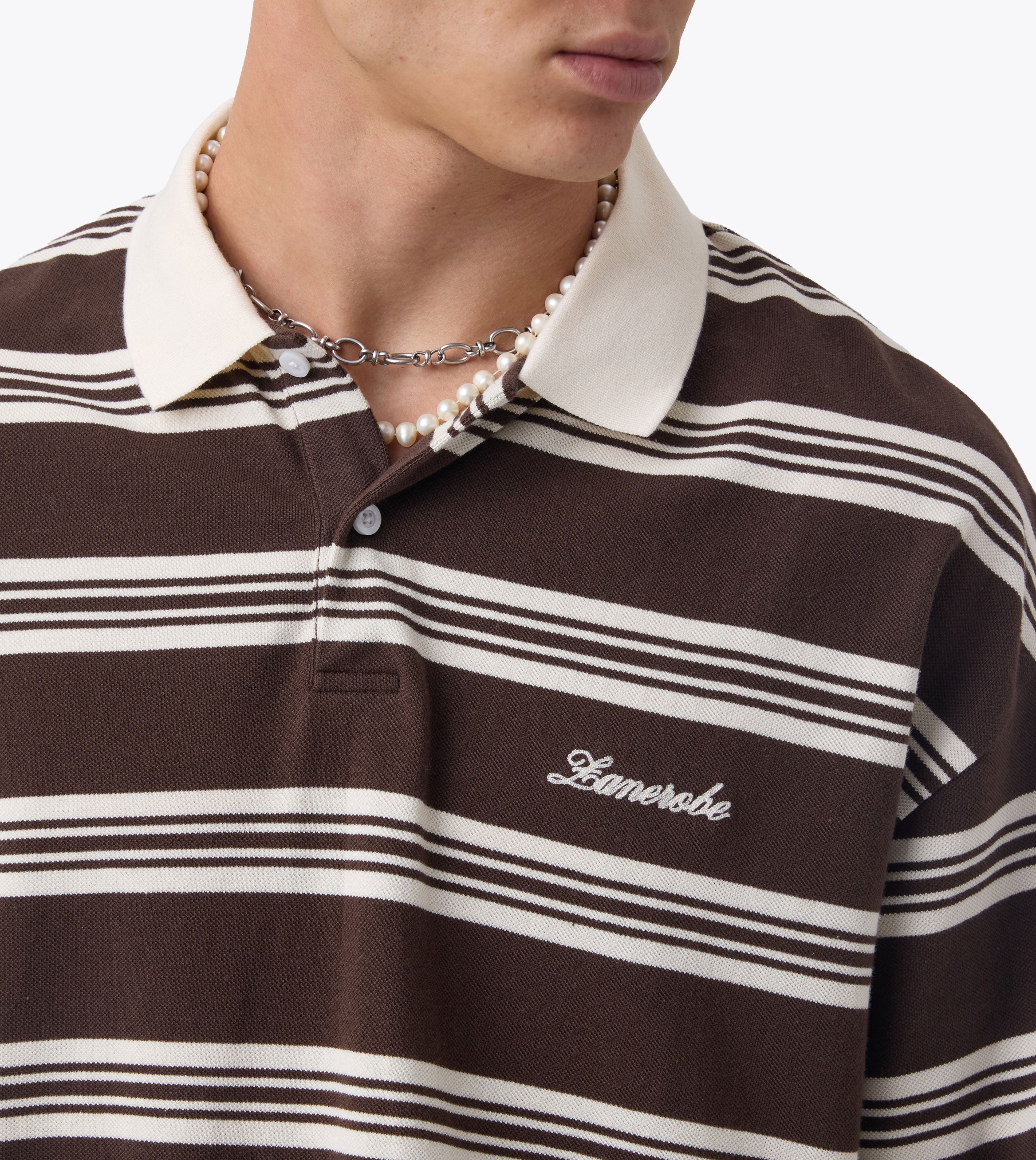 Box Crop Polo Vintage White Choc