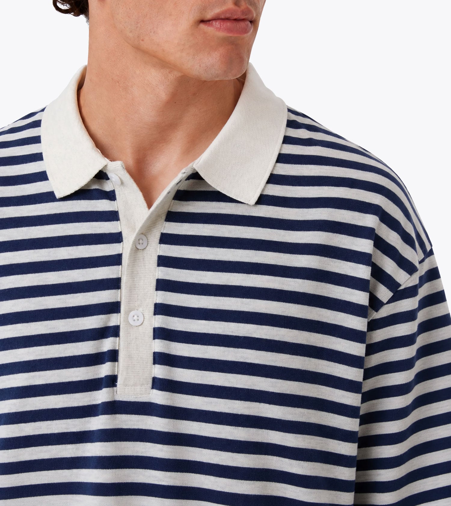Box Crop Rugby Shirt Navy Stripe