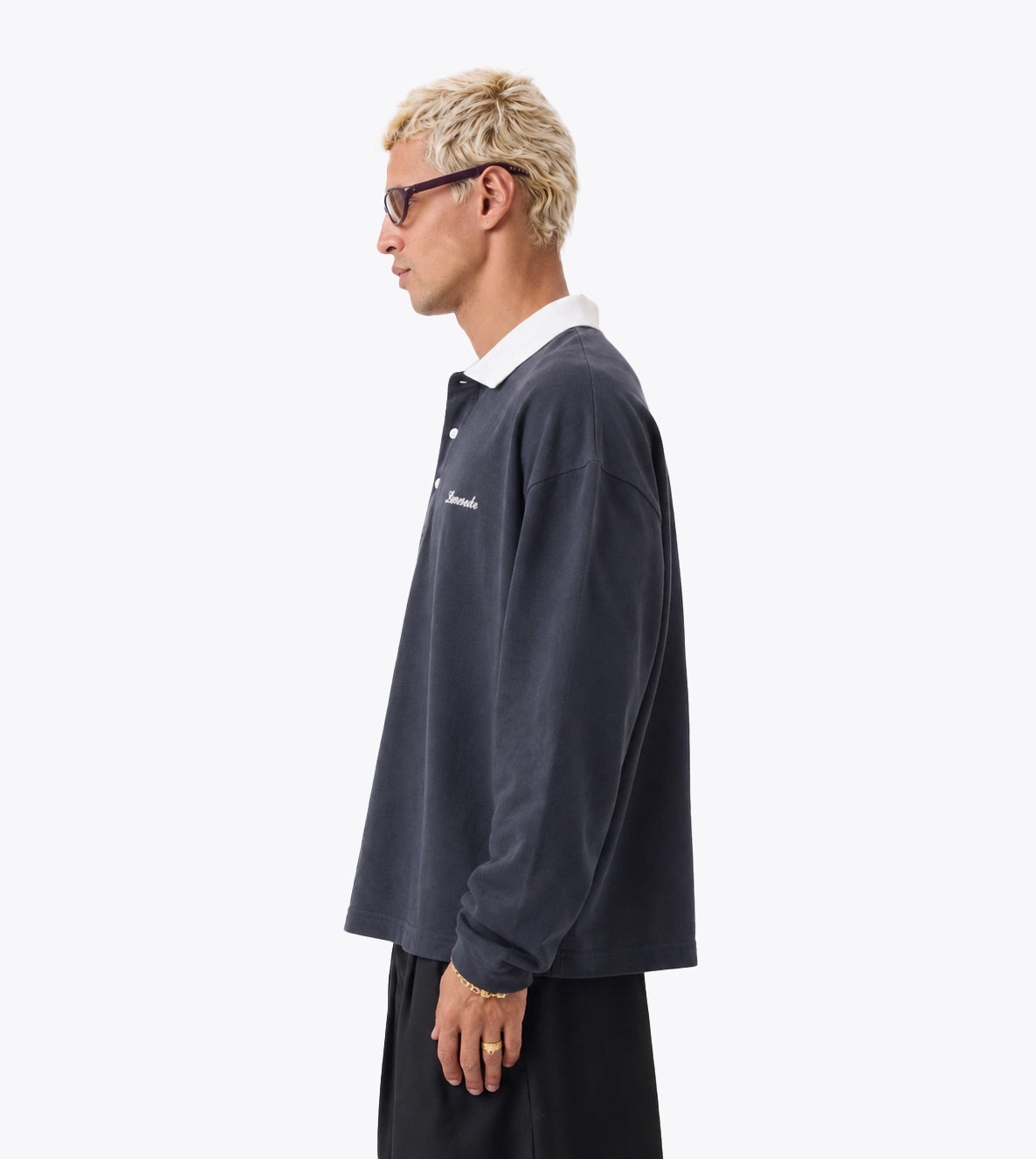 Box Crop Rugby Shirt Navy White - Coming Soon