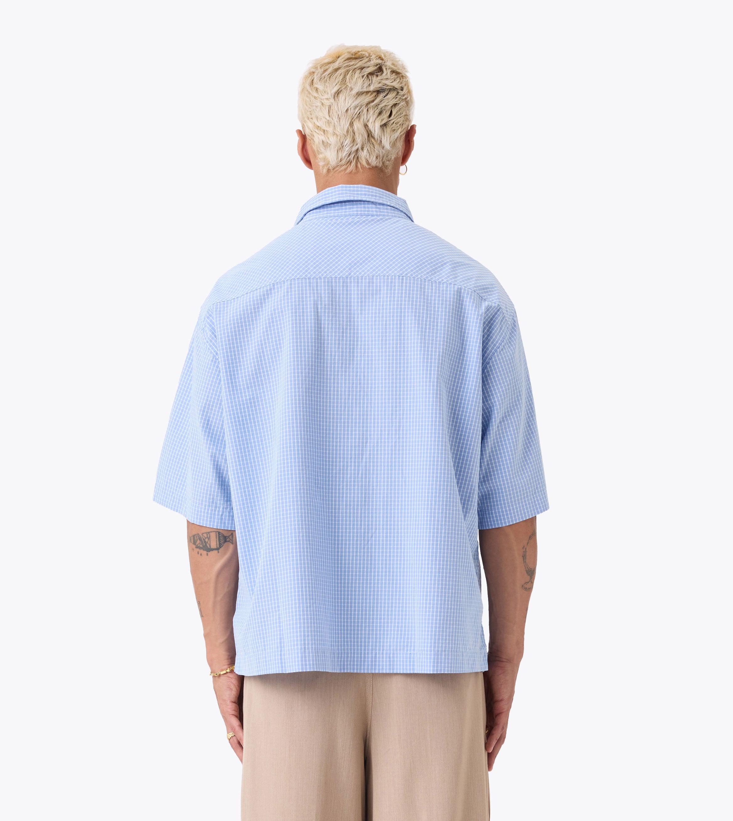 Box Crop Shirt Blue Check