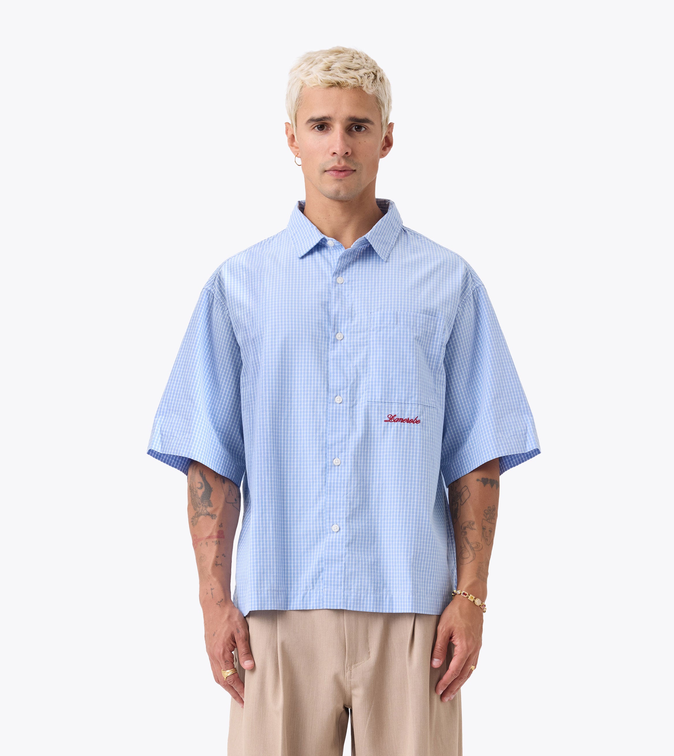 Box Crop Shirt Blue Check