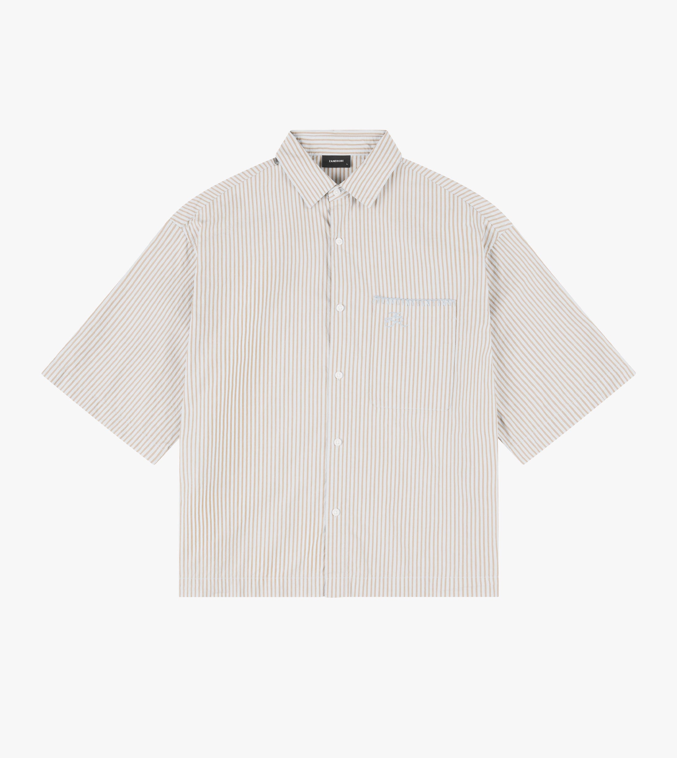 Box Crop Shirt Brown/Sky Blue