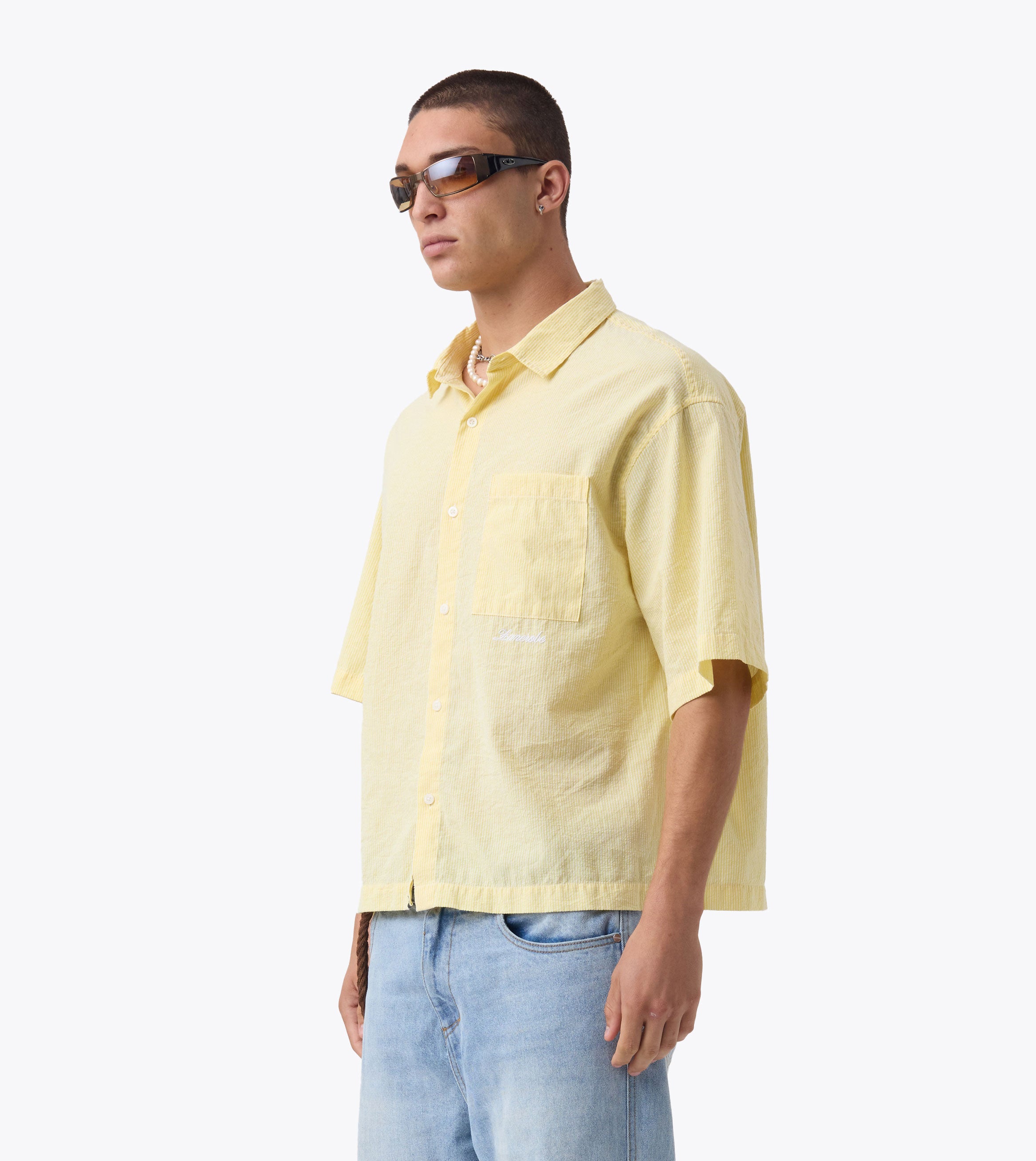 Box Crop Shirt Butter Stripe - Coming Soon