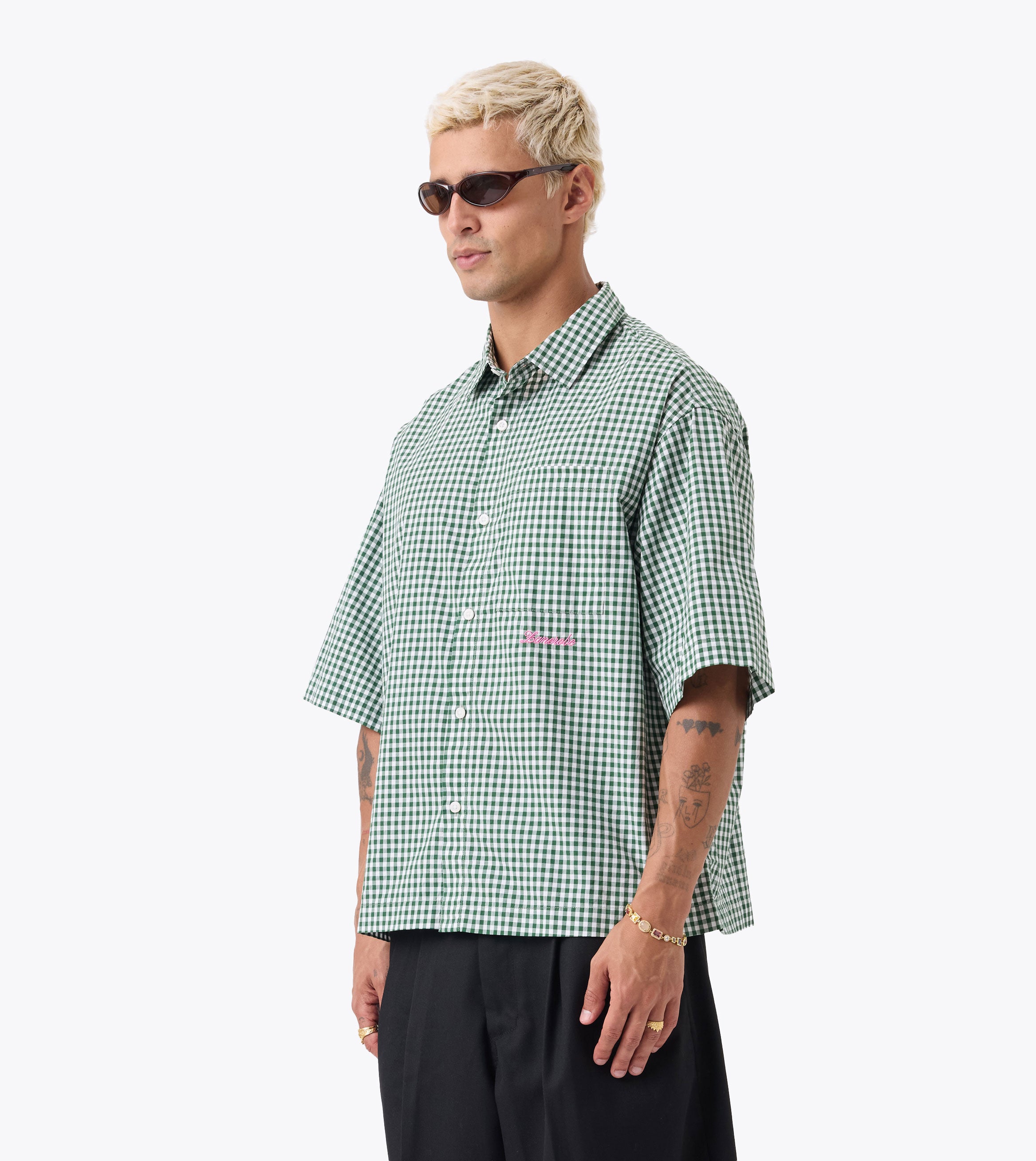 Box Crop Shirt Forest Check