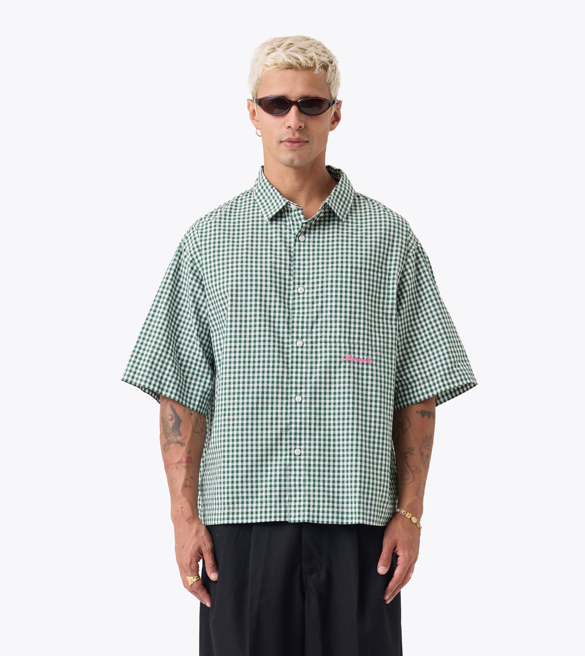 Box Crop Shirt Forest Check