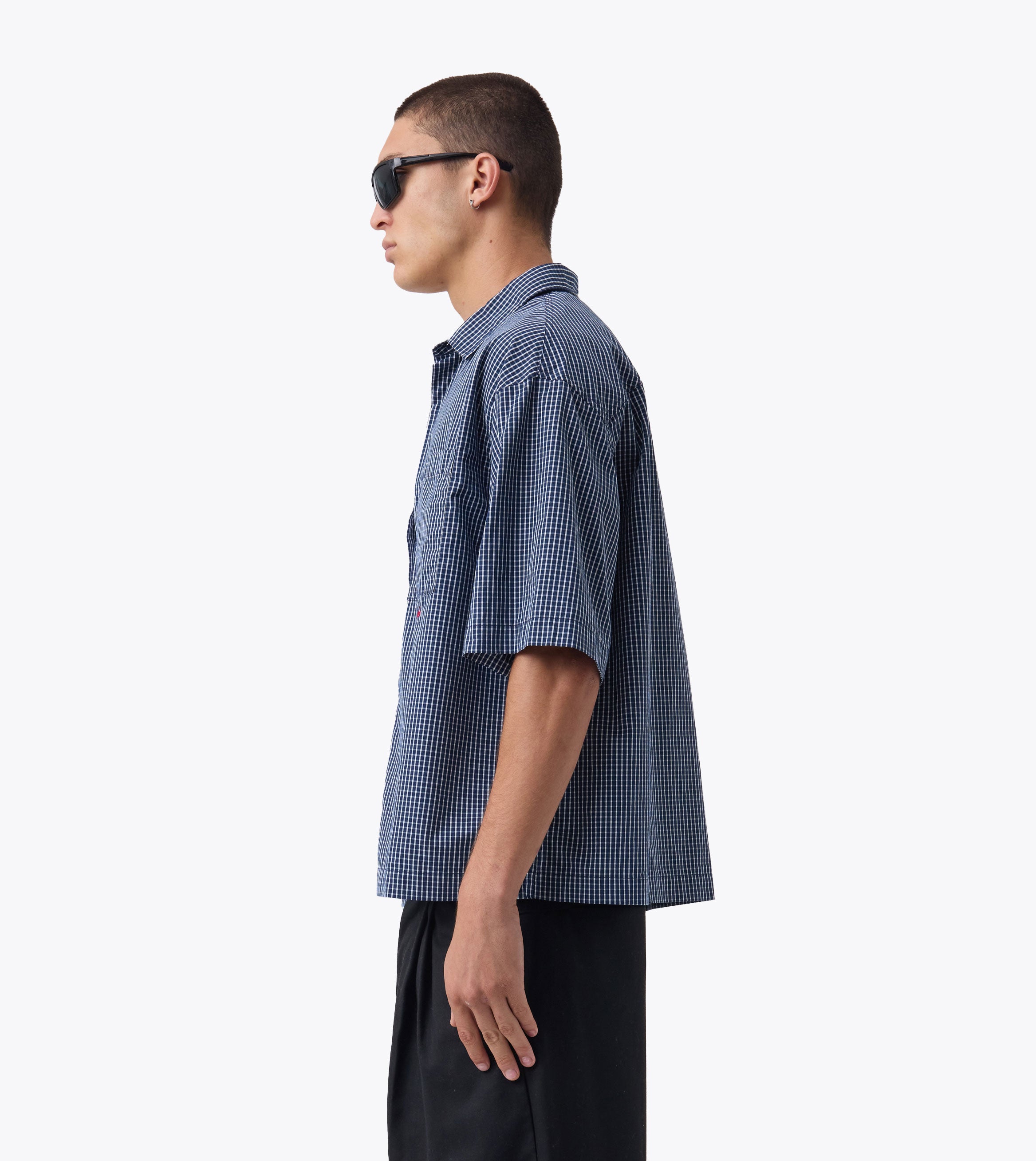 Box Crop Shirt Navy Check - Coming Soon