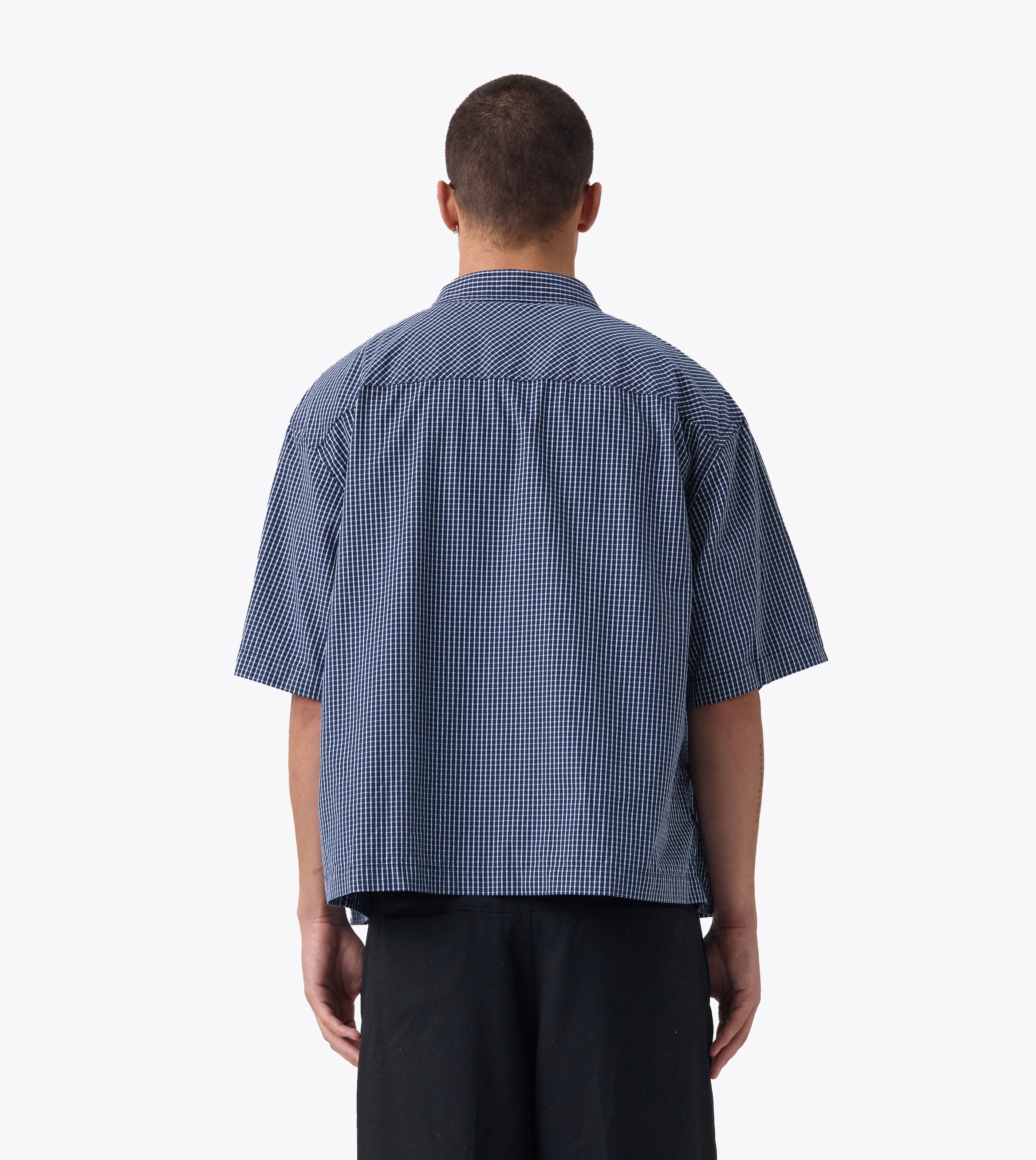 Box Crop Shirt Navy Check - Coming Soon