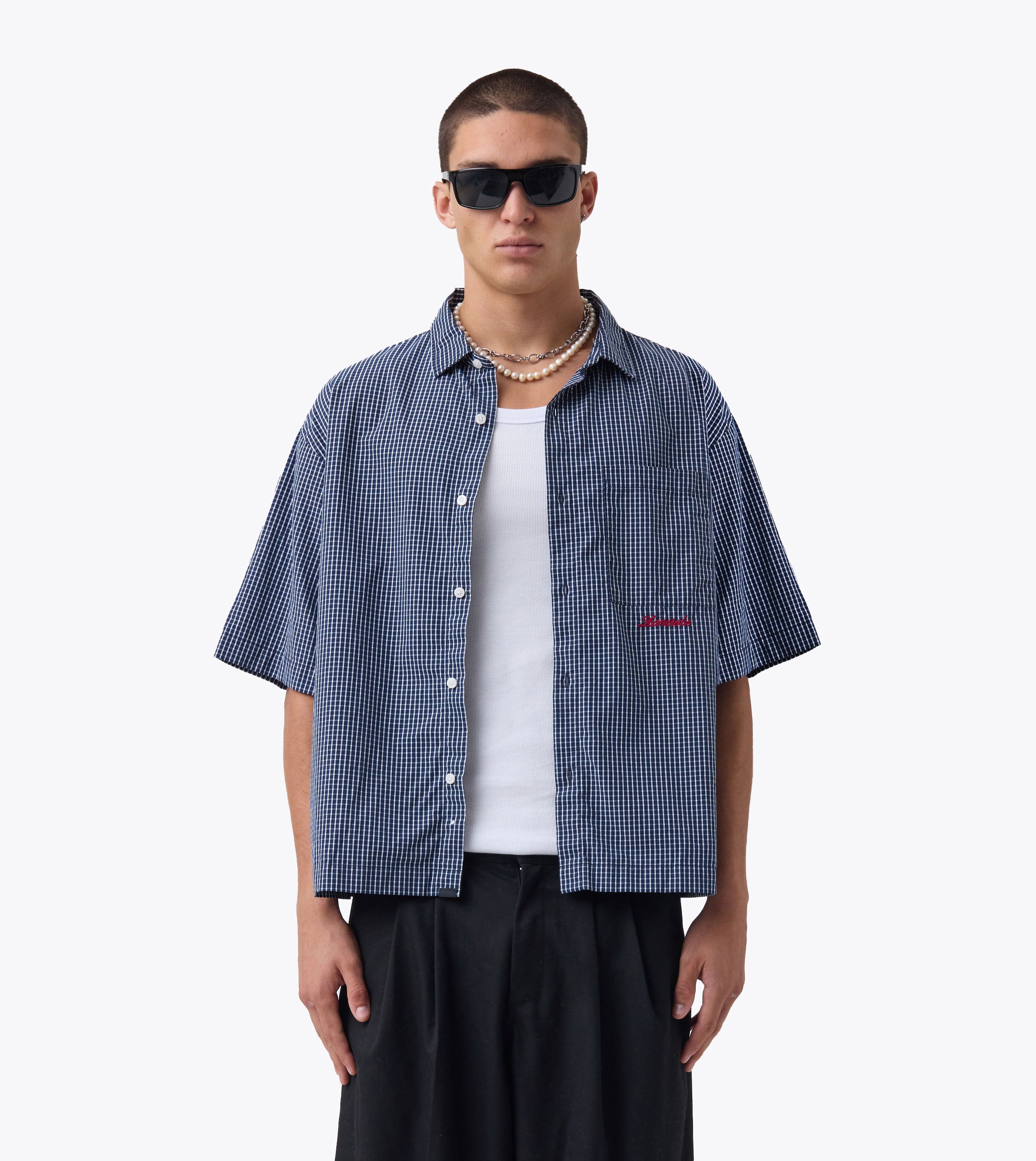 Box Crop Shirt Navy Check - Coming Soon