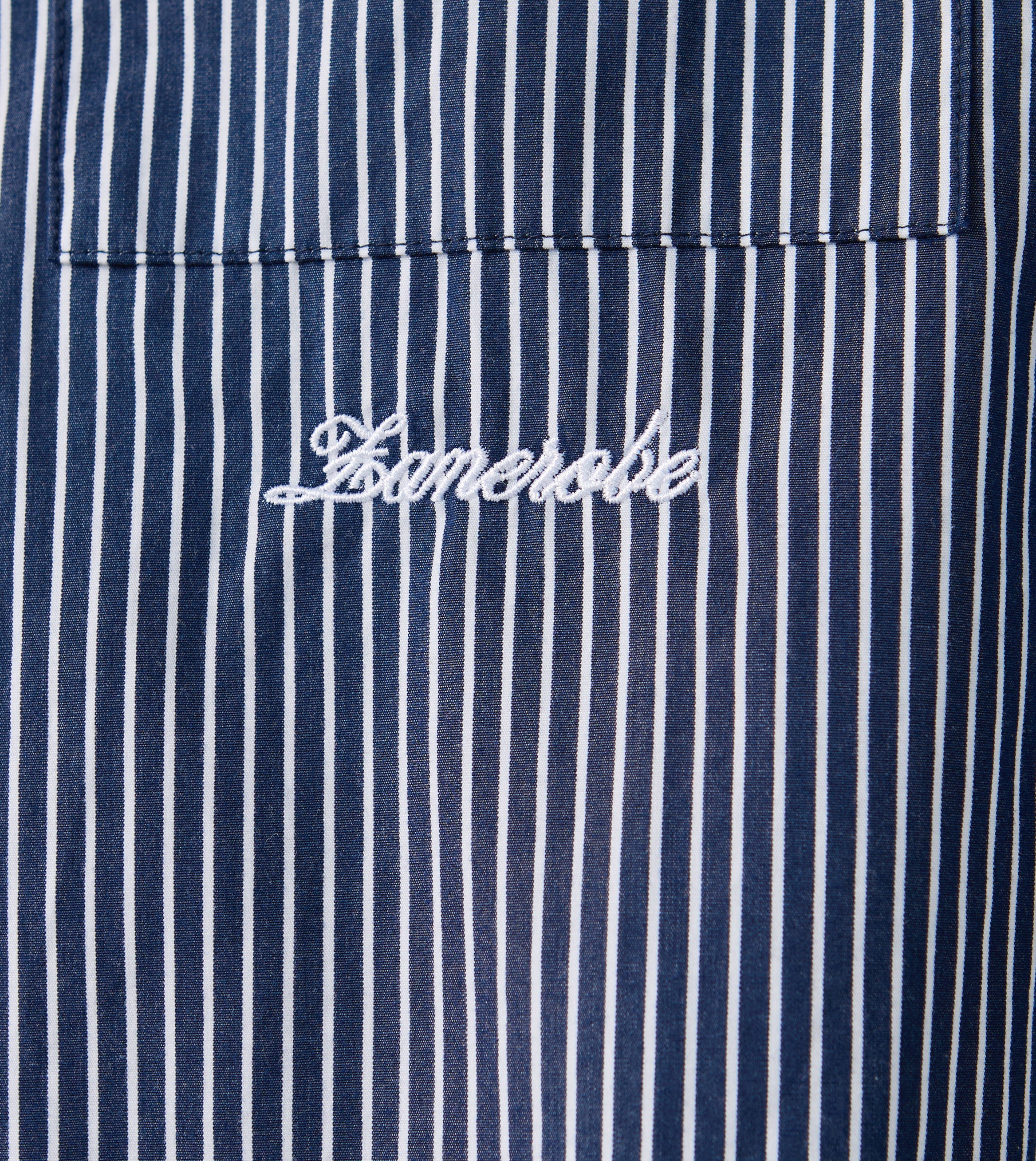 Box Crop Shirt Navy Stripe