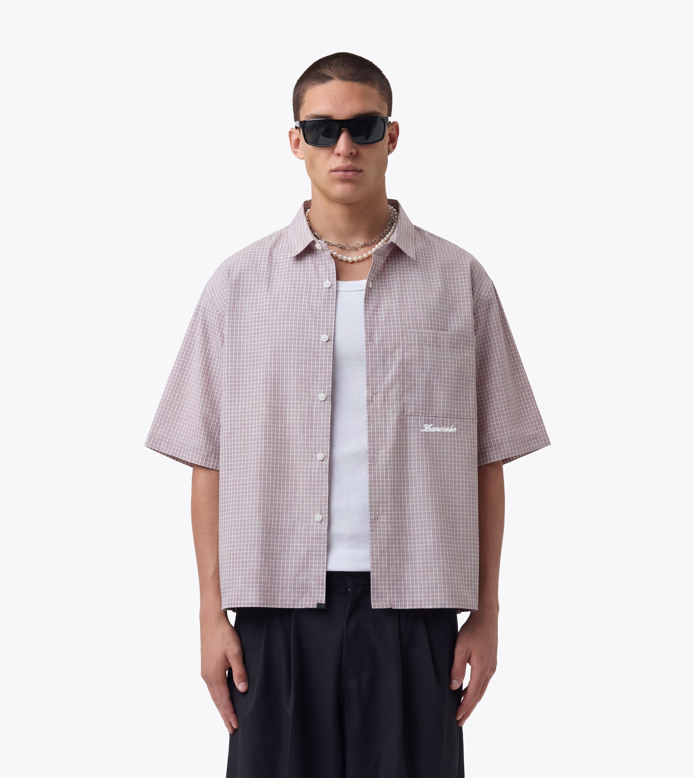 Box Crop Shirt Pink Plaid