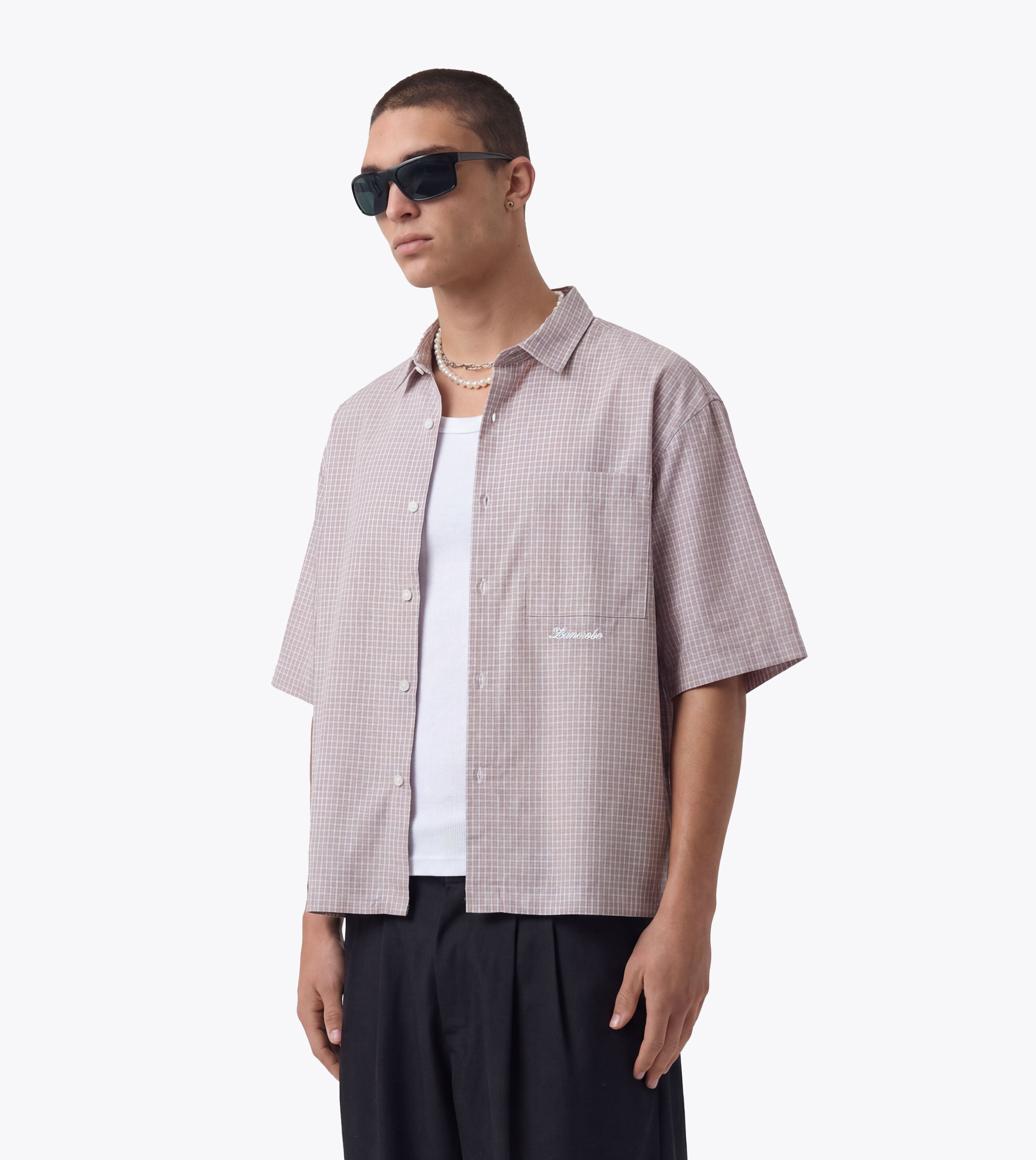 Box Crop Shirt Pink Plaid