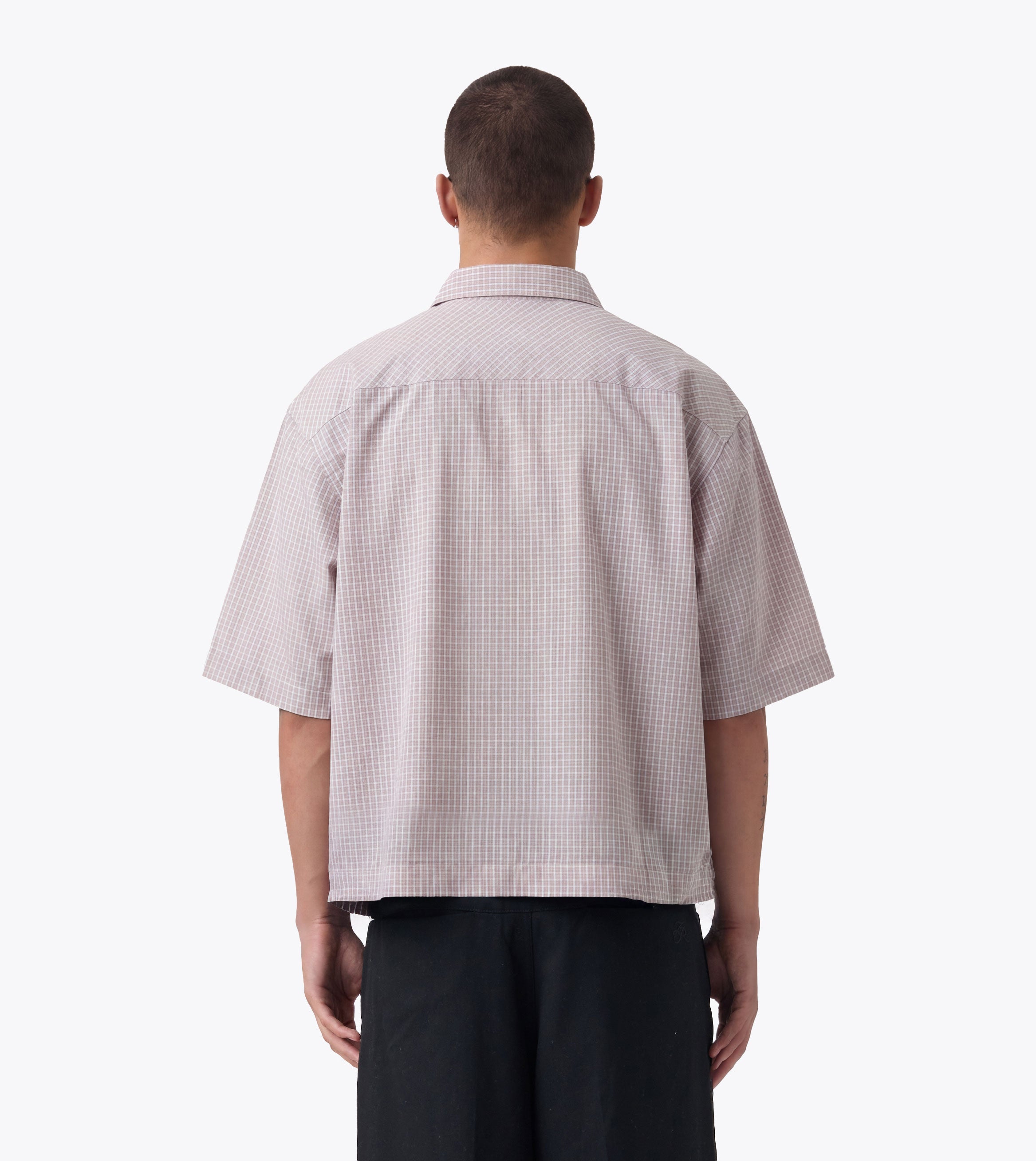 Box Crop Shirt Pink Plaid