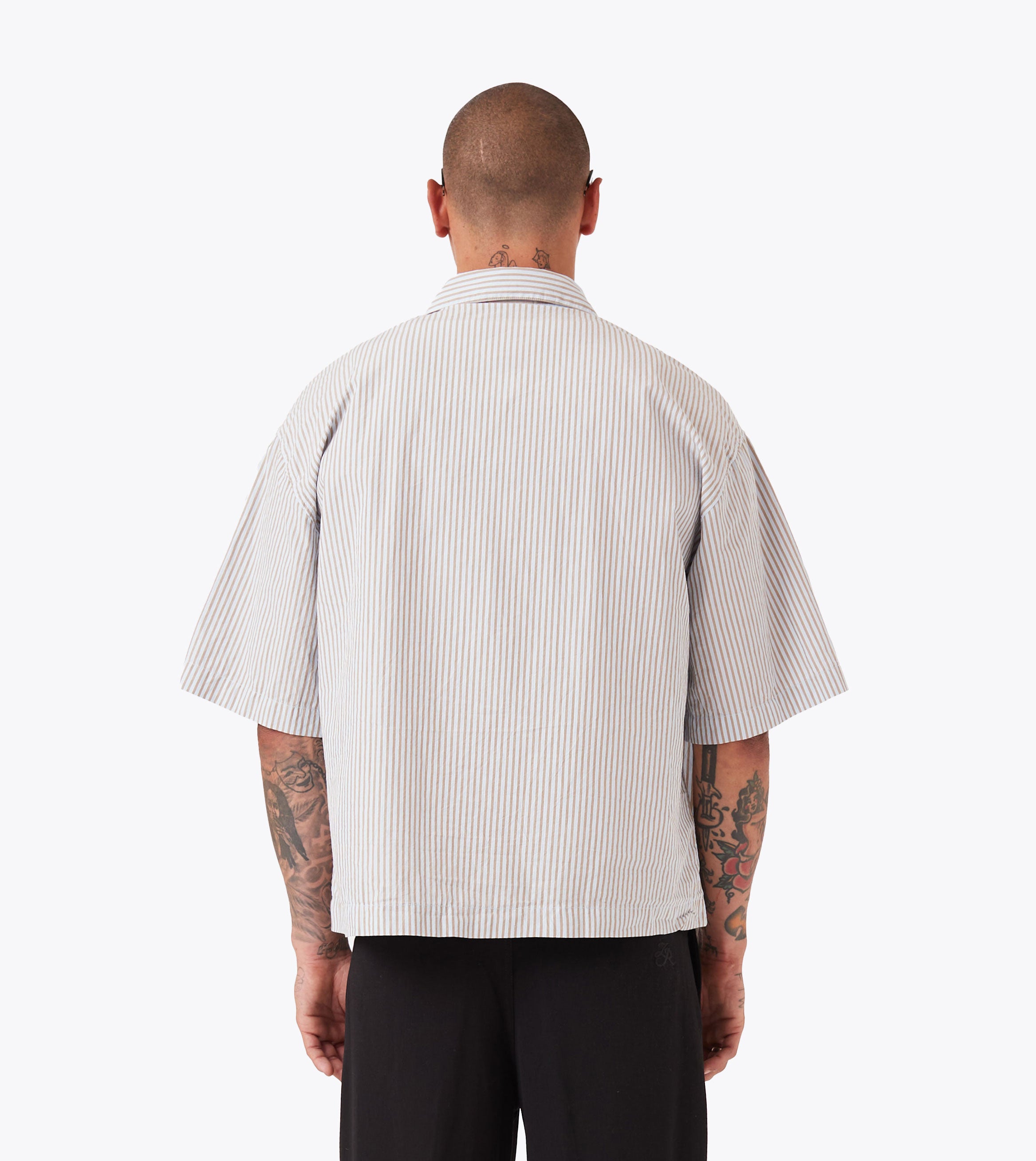 Box Crop Shirt Brown/Sky Blue