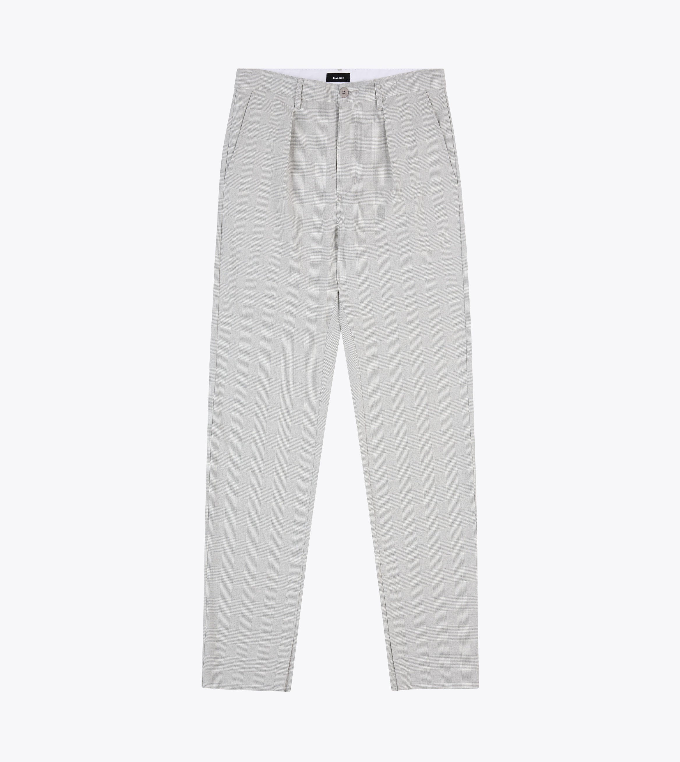 Check Split Pant Lt Grey