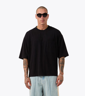 Cropped Slub Flow Tee Black