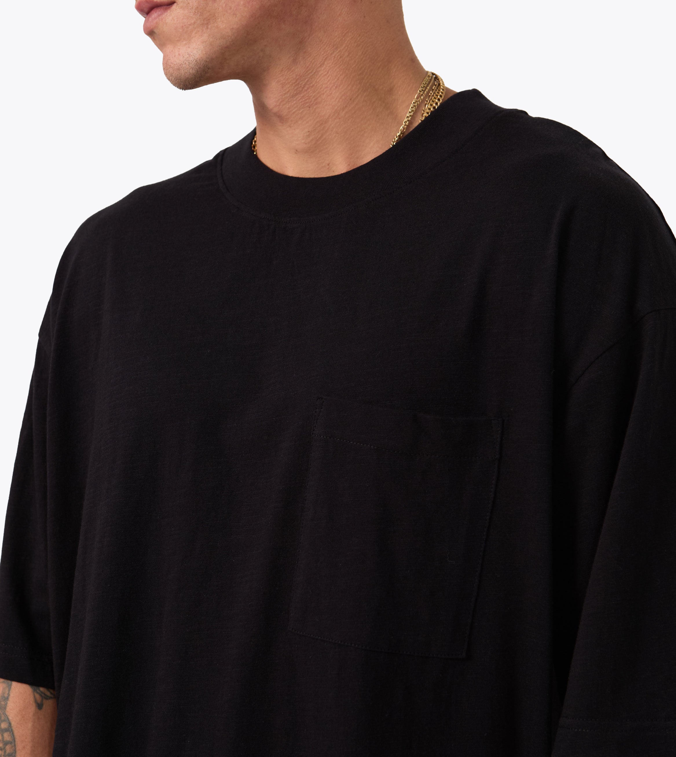 Cropped Slub Flow Tee Black