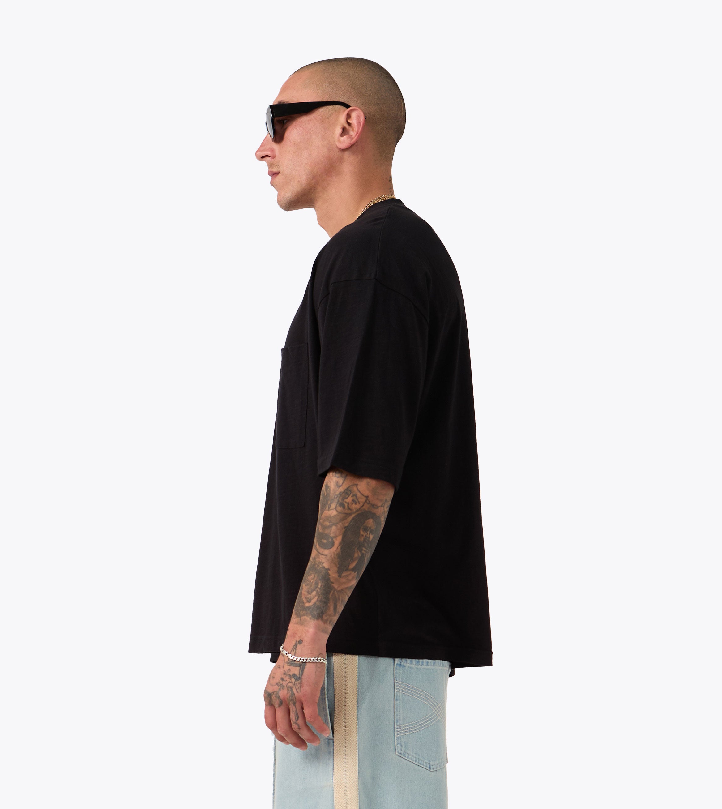 Cropped Slub Flow Tee Black