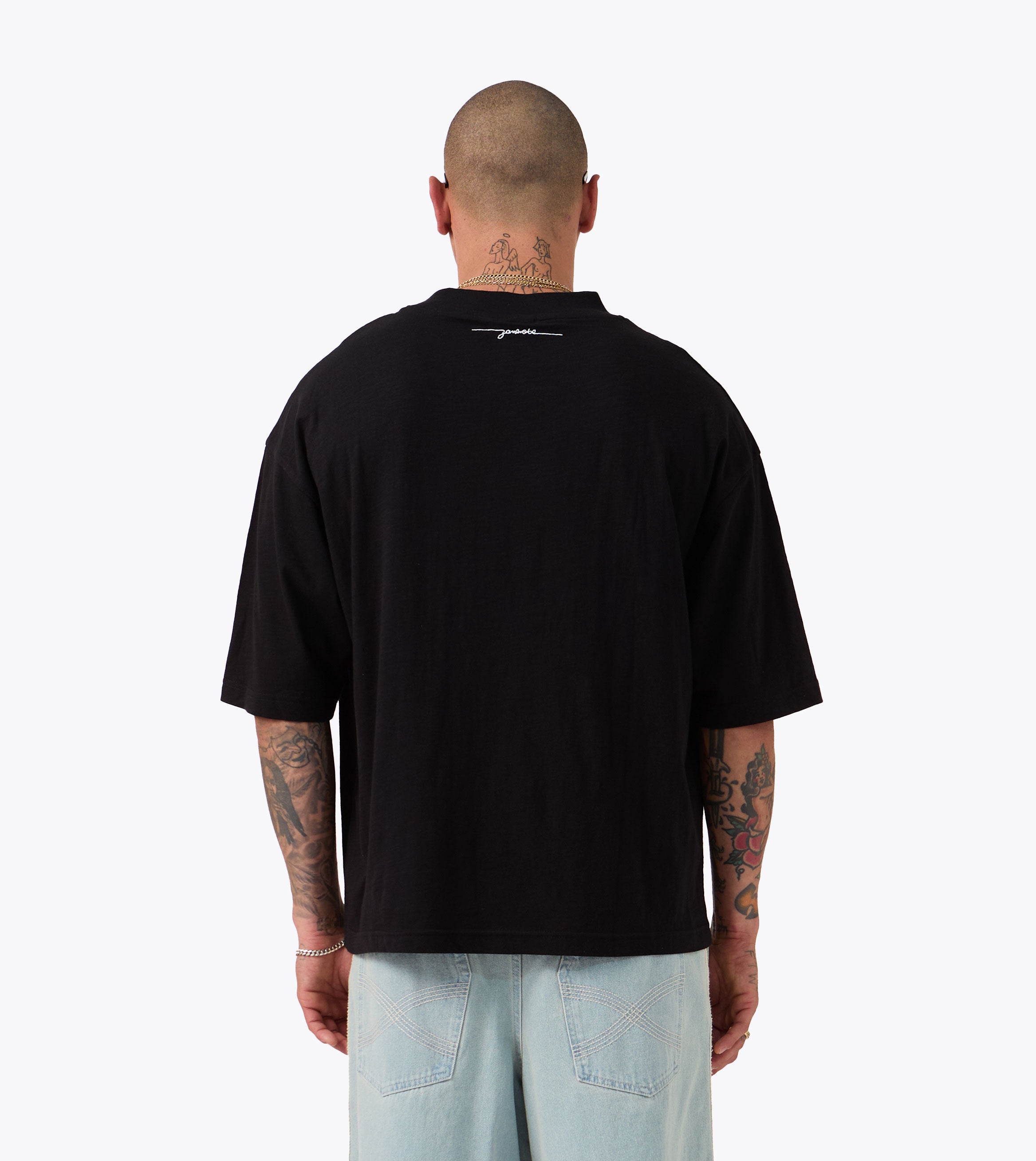 Cropped Slub Flow Tee Black