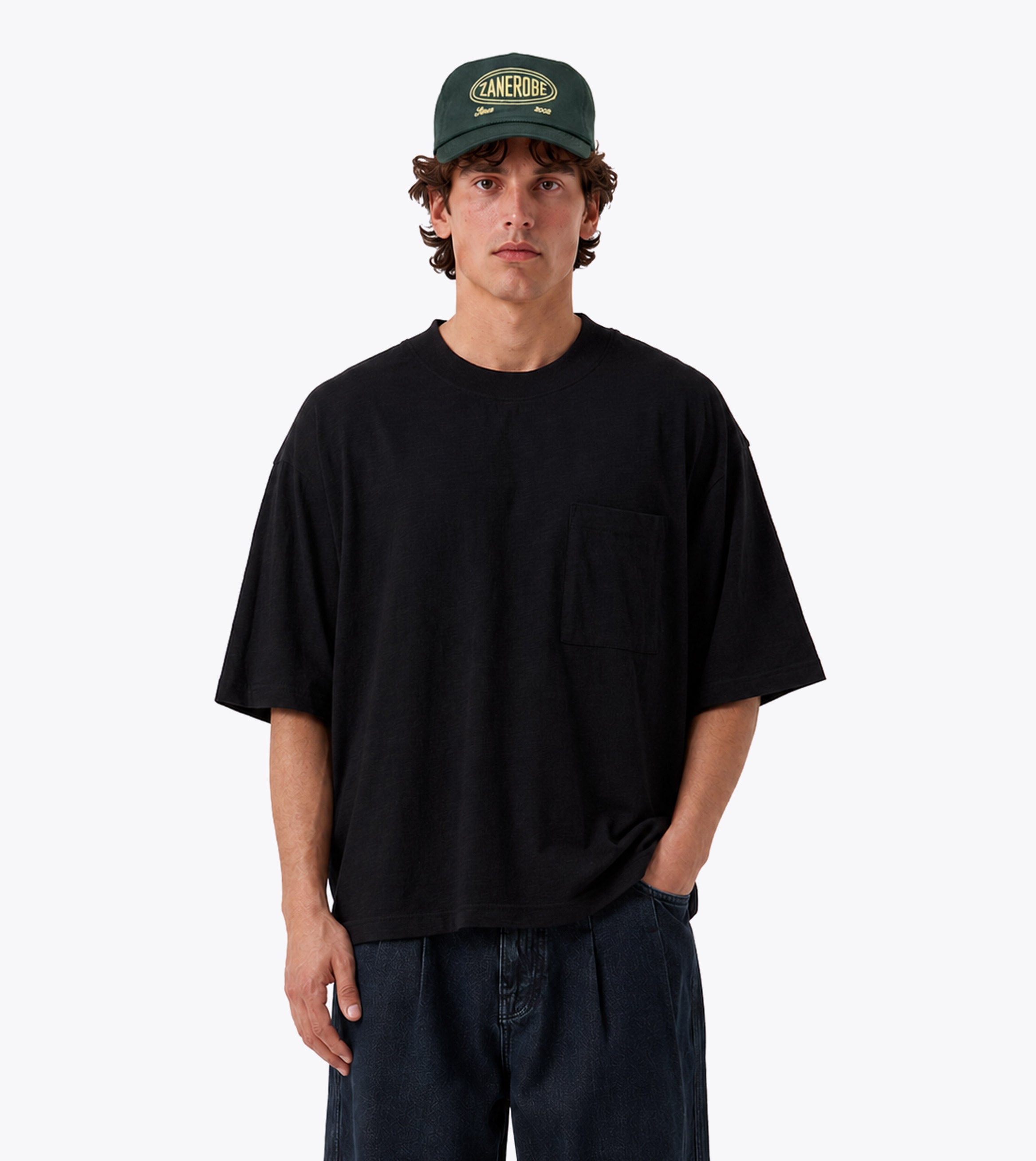 Cropped Slub Flow Tee Black
