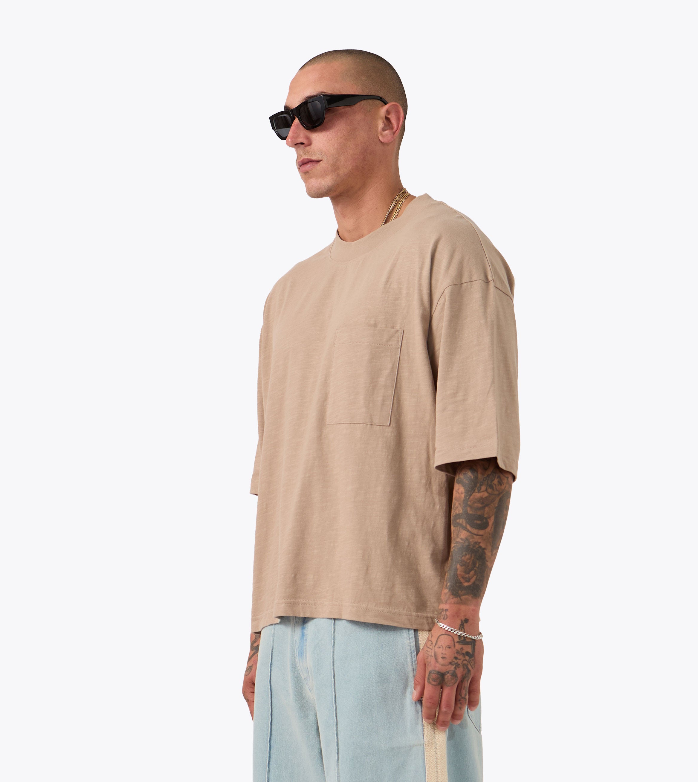 Cropped Slub Flow Tee Coffee
