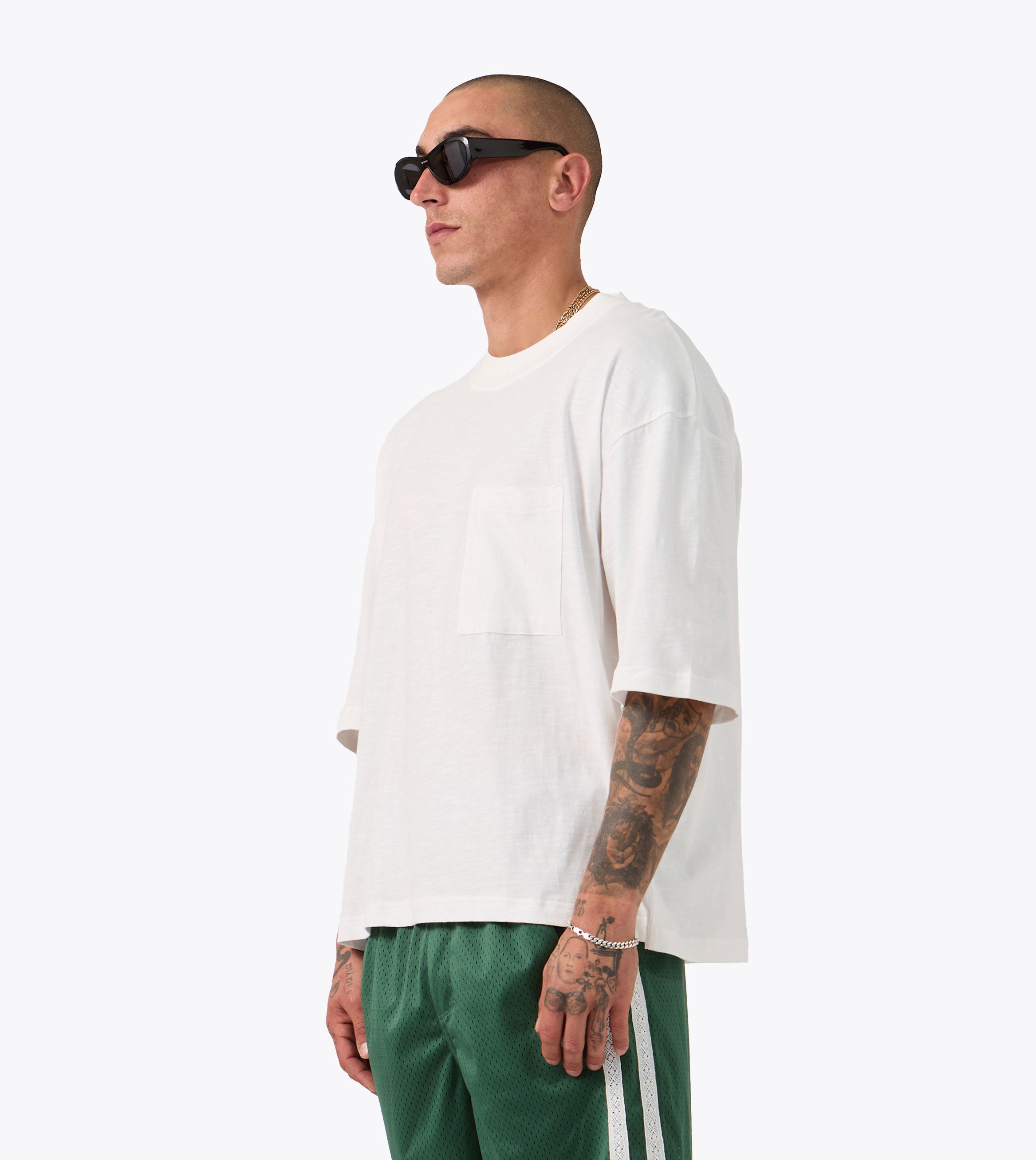 Cropped Slub Flow Tee Vintage White